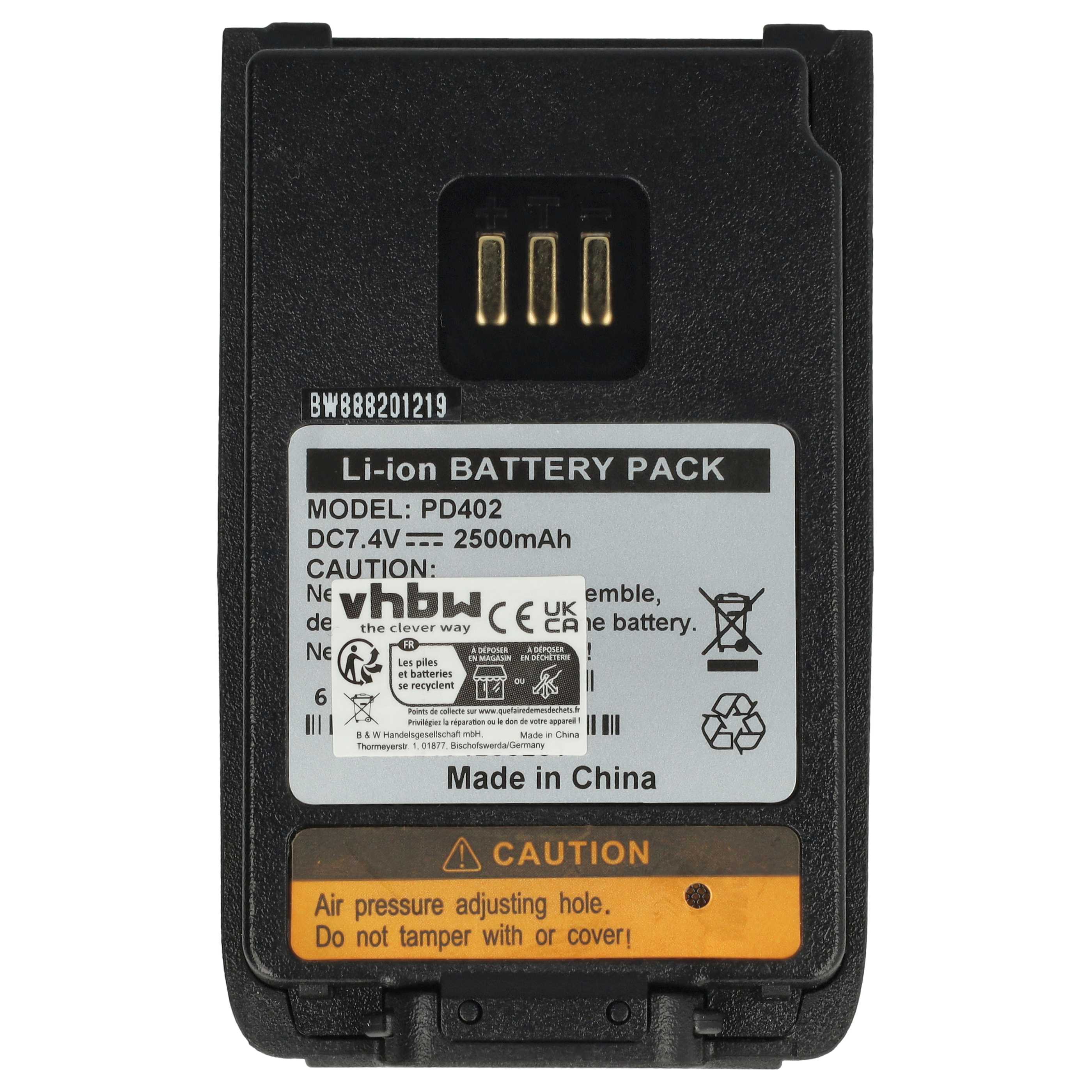 Radio 5x Battery replaces Hytera BL1502, BL2010, BL1504, BL2020-EX, BL2020 - 2500 mAh 7.2 V Li-Ion