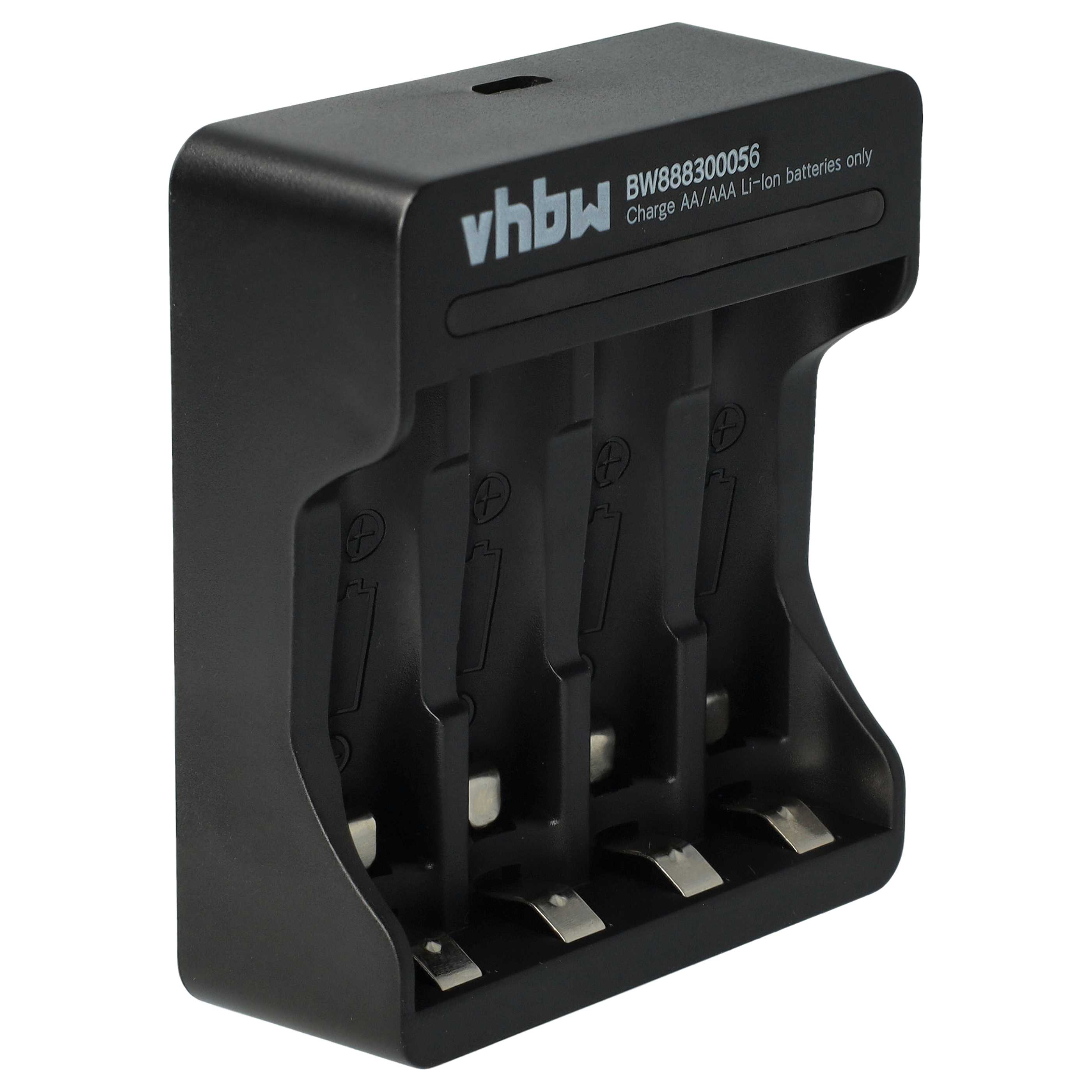 Cargador micro-USB 4 compartimentos para baterías, celdas AA, AAA Li-Ion 