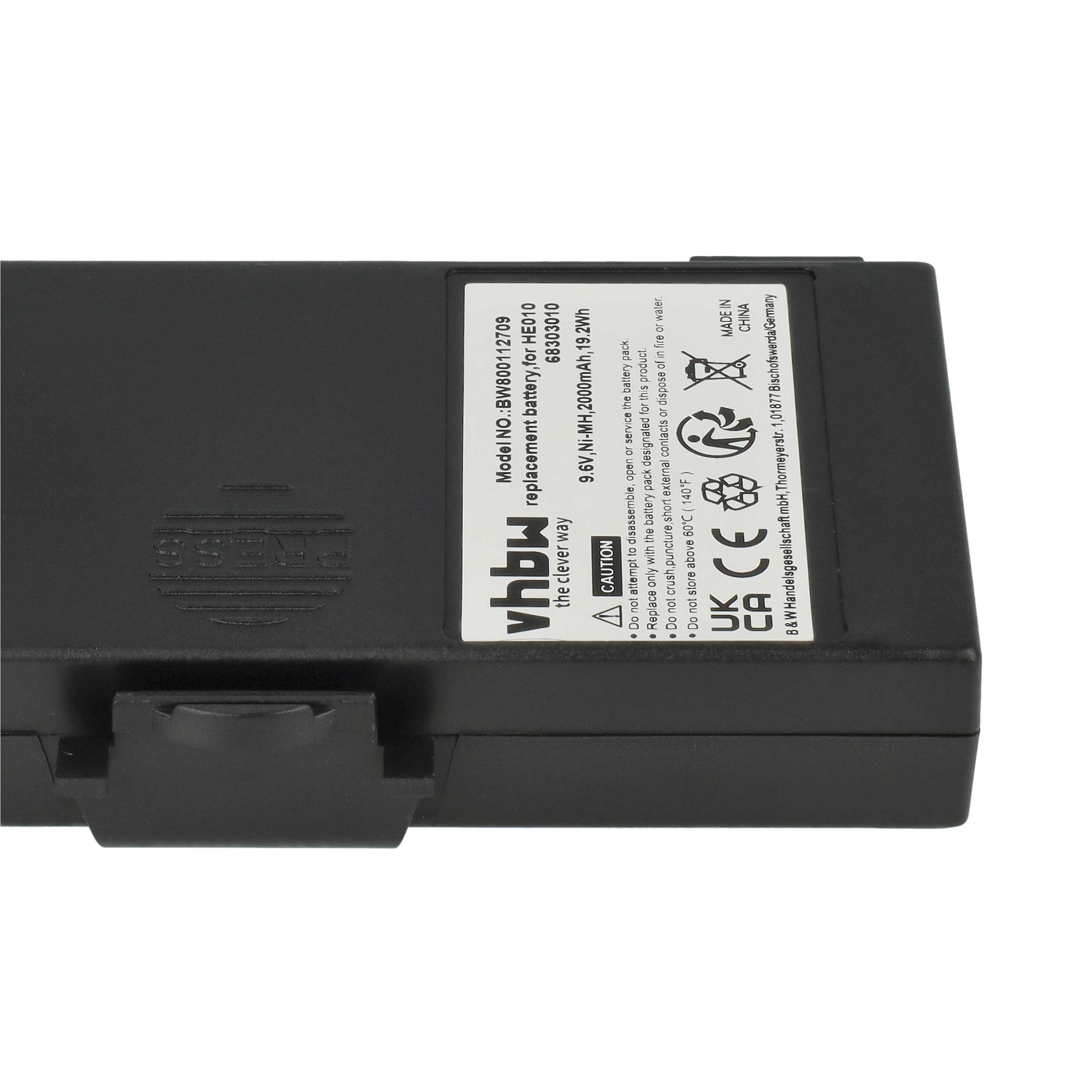 Radio 2x Battery replaces Hetronic 68303000, 68303010, 6830300, 68303020, HE010 - 2000 mAh 9.6 V NiMH