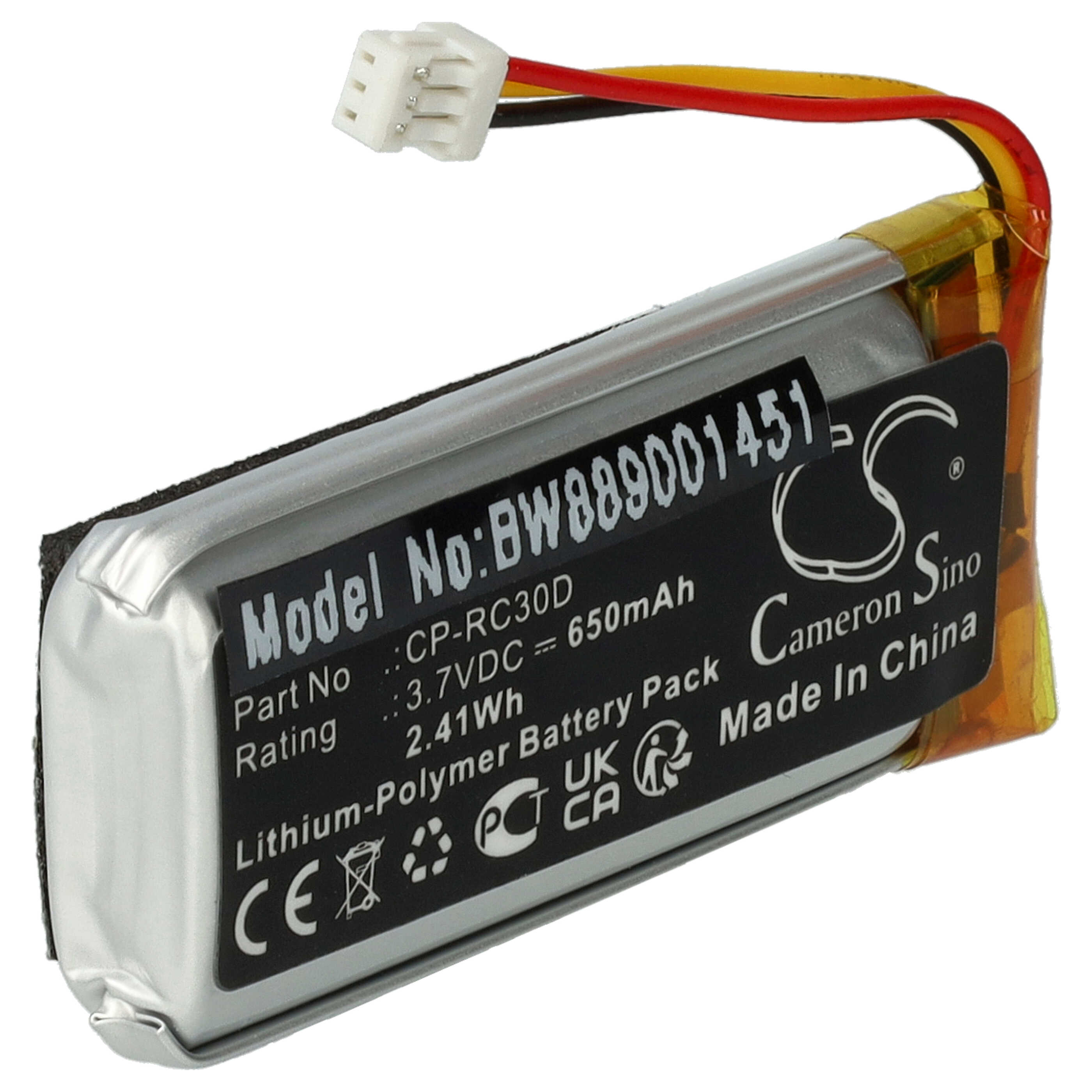 Batería reemplaza Razer CP-RC30D para ratón inalámbrico (650 mAh, 3,7 V, Li-Polímero)
