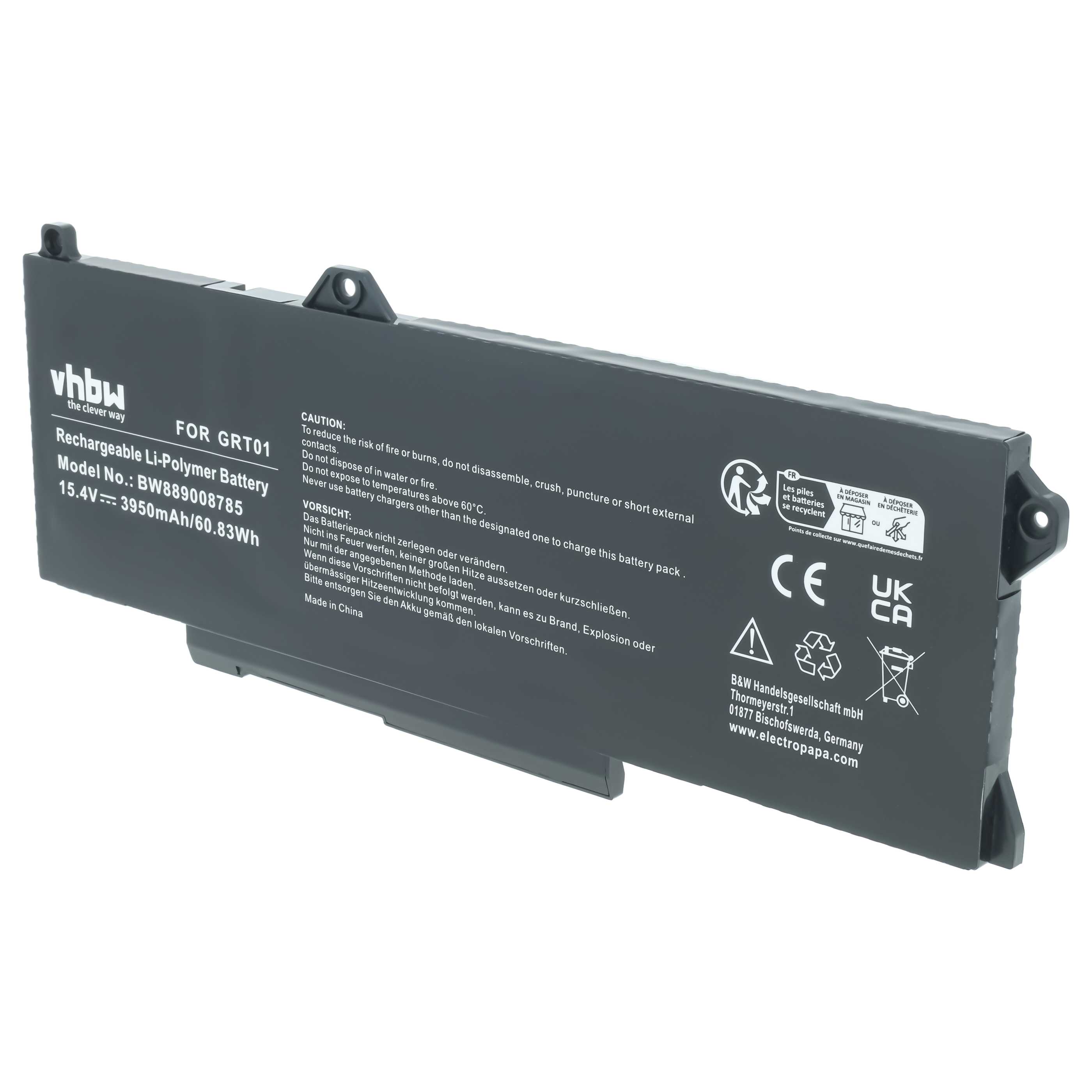 Notebook-Akku als Ersatz für Dell 53XP7, 00P3TJ, 05RGW, 0R05P0, 9JRV0 für Dell - 3950mAh 15,4V Li-Polymer