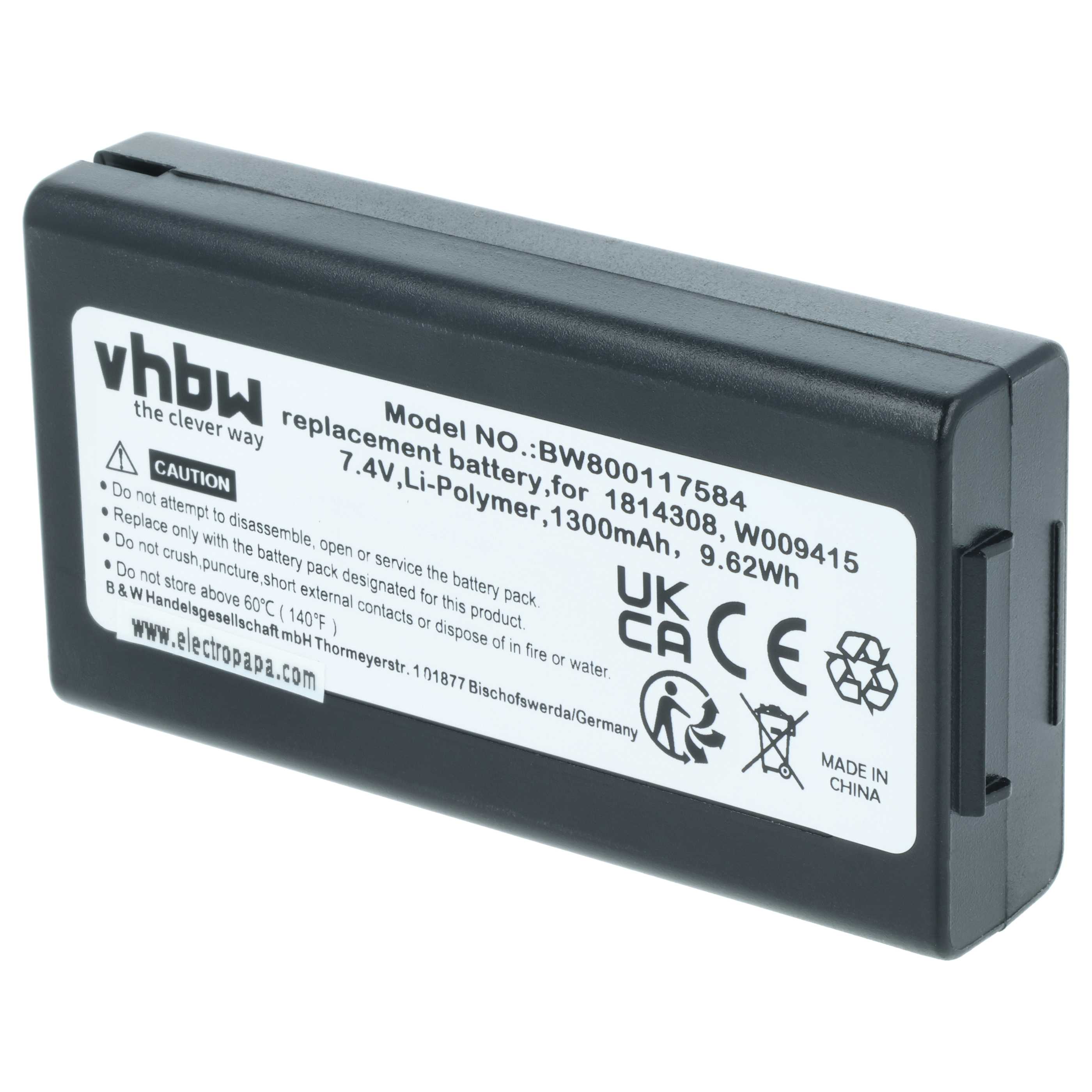 Batteria sostituisce Dymo W009415, 643463, 1814308 per stampante - 1300mAh 7,4V Li-Poly