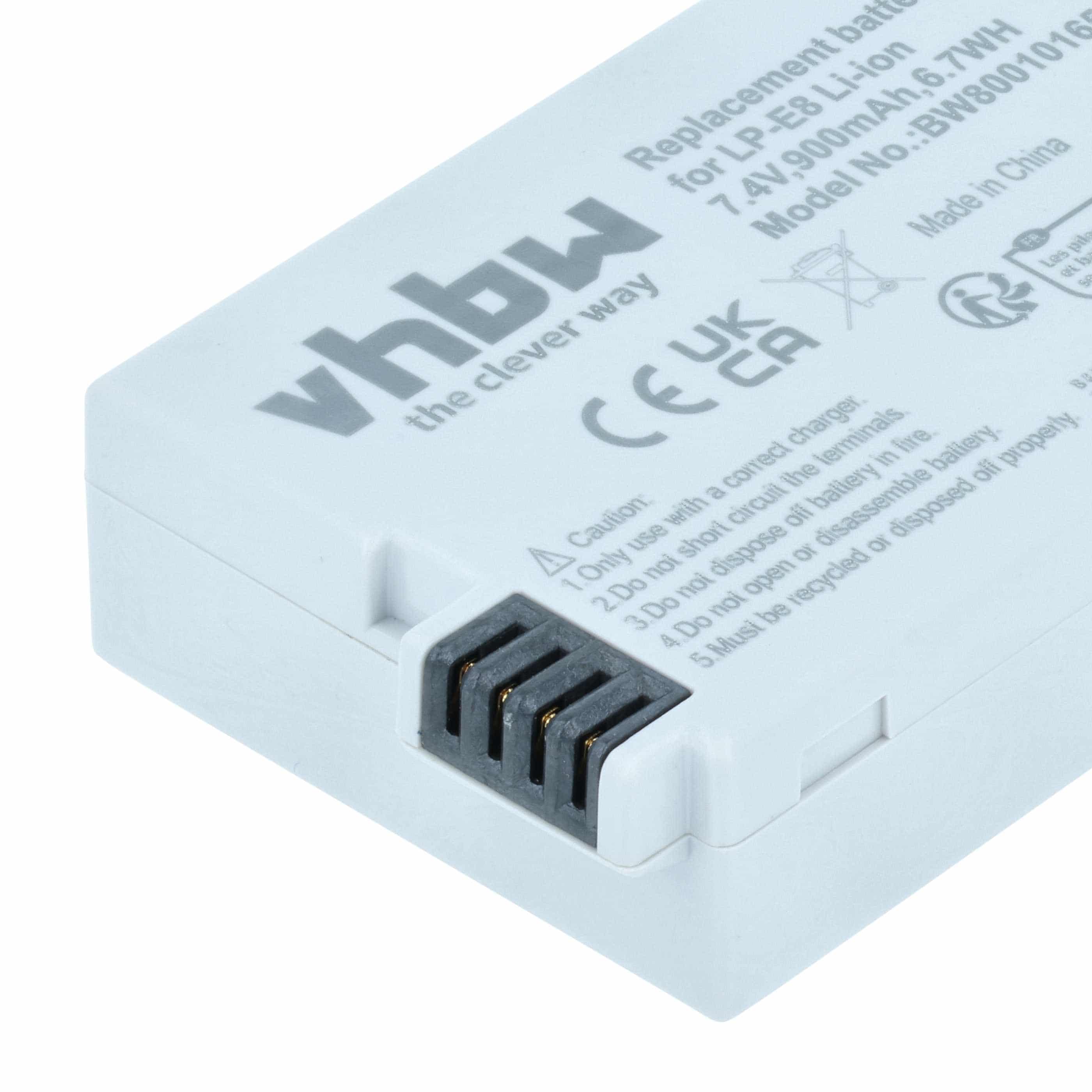 2x Battery replaces Canon LP-E8 - 900mAh, 7.2V, Li-Ion