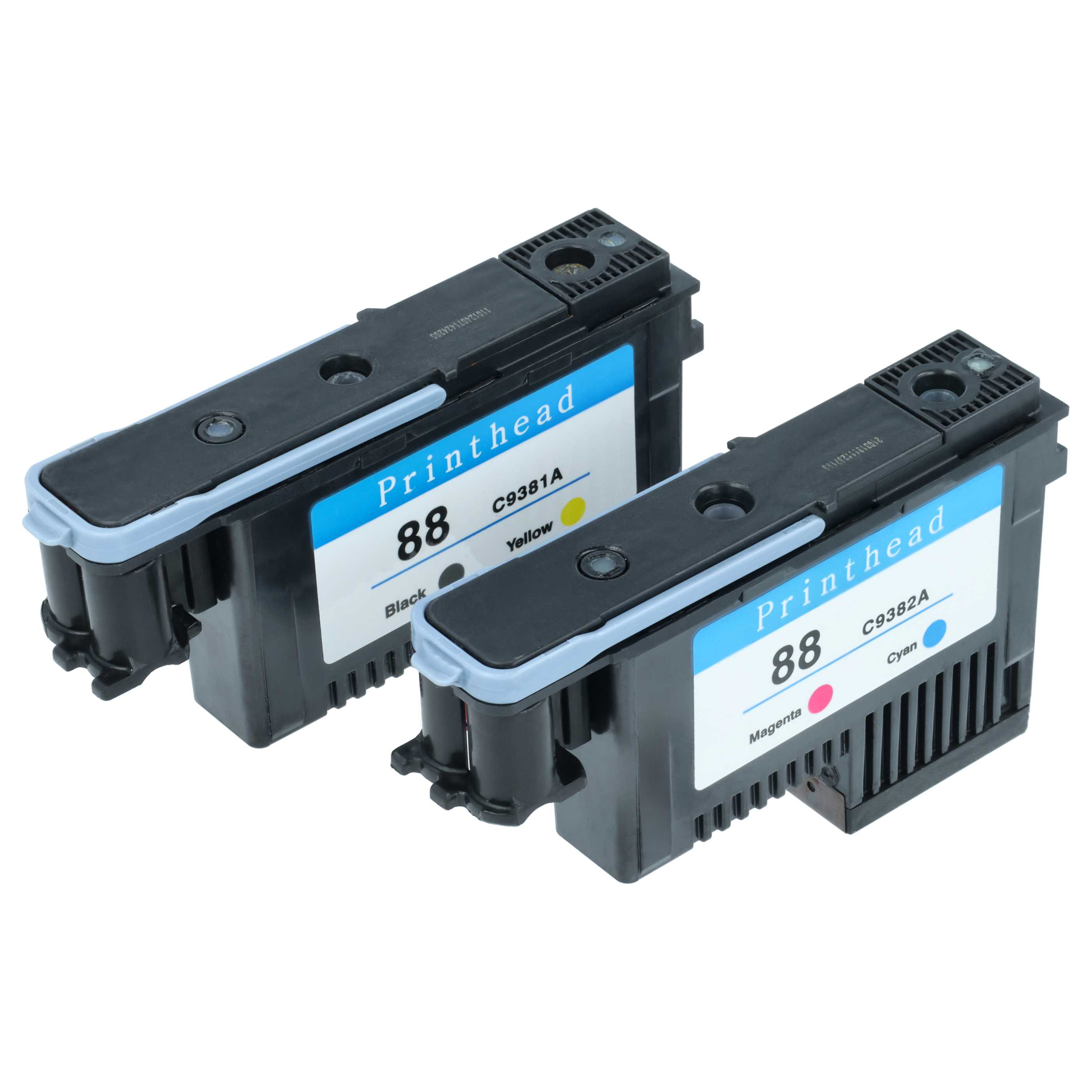 2x Tête d'impression pour imprimante HP C9381A, C9382A - black/cyan/magenta/yellow, larg. 6,4 cm