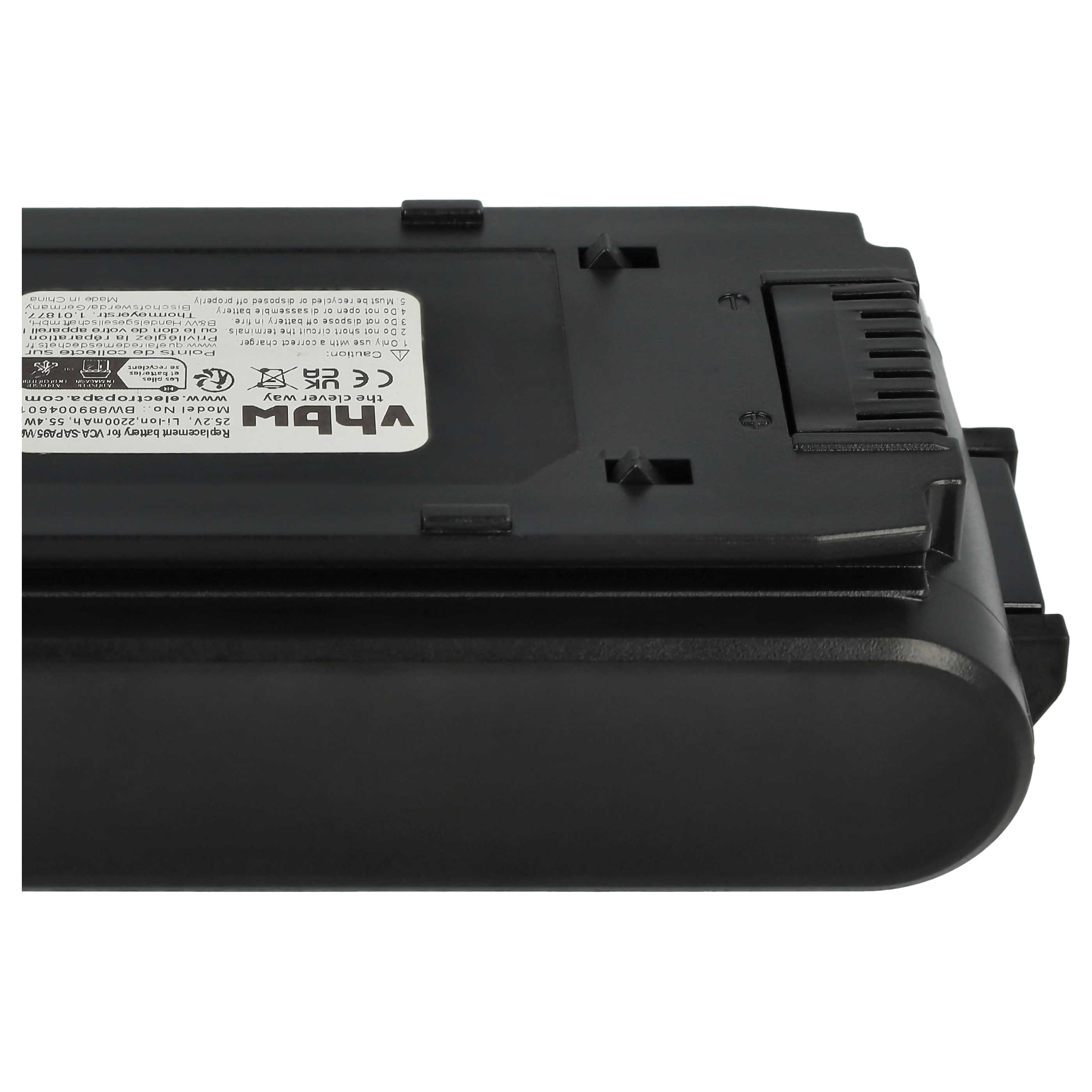 Batteria sostituisce Samsung DJ96-00242A, VCA-SAPA95/WA, VCA-SBTA95 per aspirapolvere - 2200mAh 25,2V Li-Ion