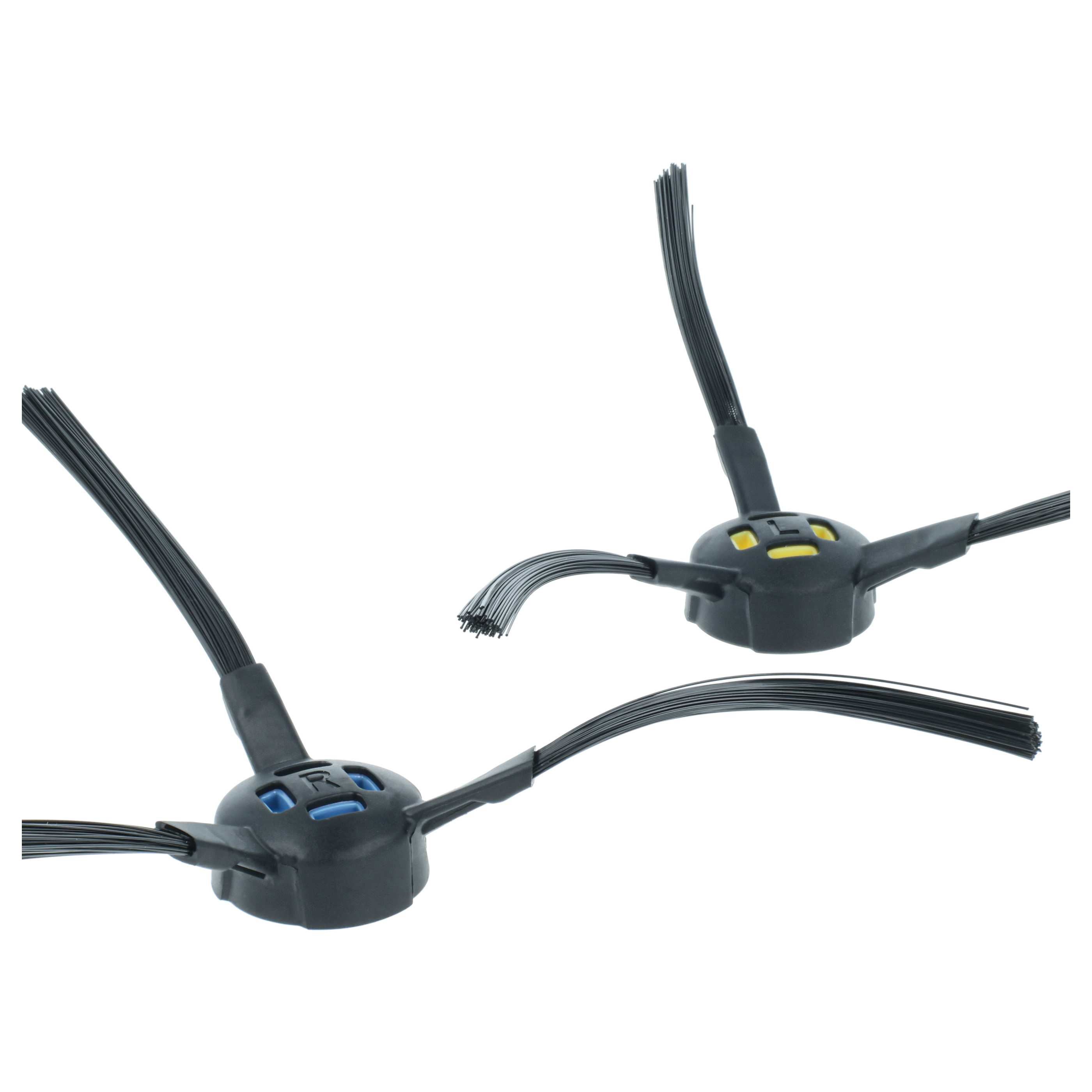 2x Side Brush suitable for iLife, Zaco V80 Robot Vacuum Cleaner etc. - 3-armed, black, blue, yellow
