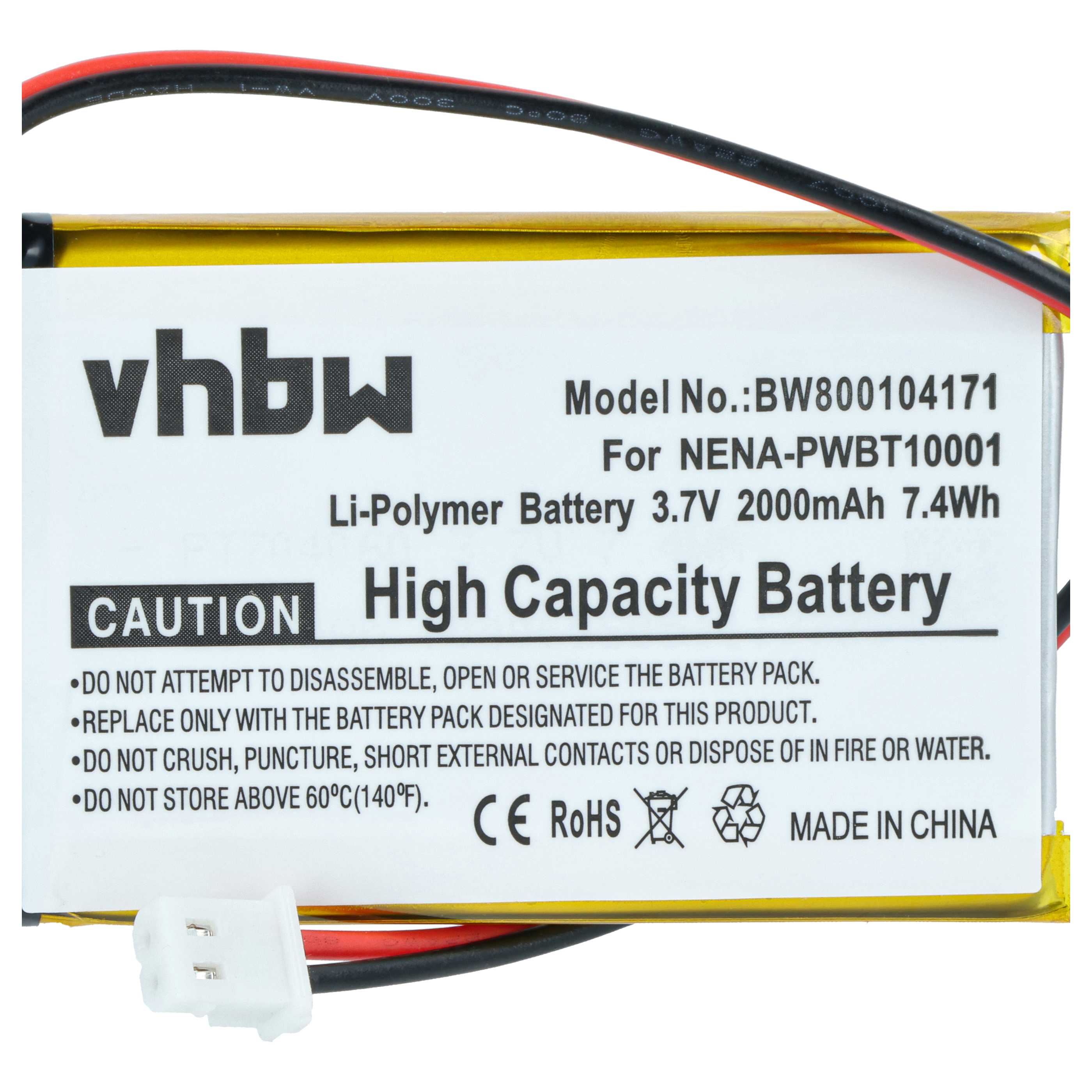 E-Book Battery replaces Nexto NENA-21120, NENA-PWBT10001 - 2000 mAh 3.7 V Li-polymer