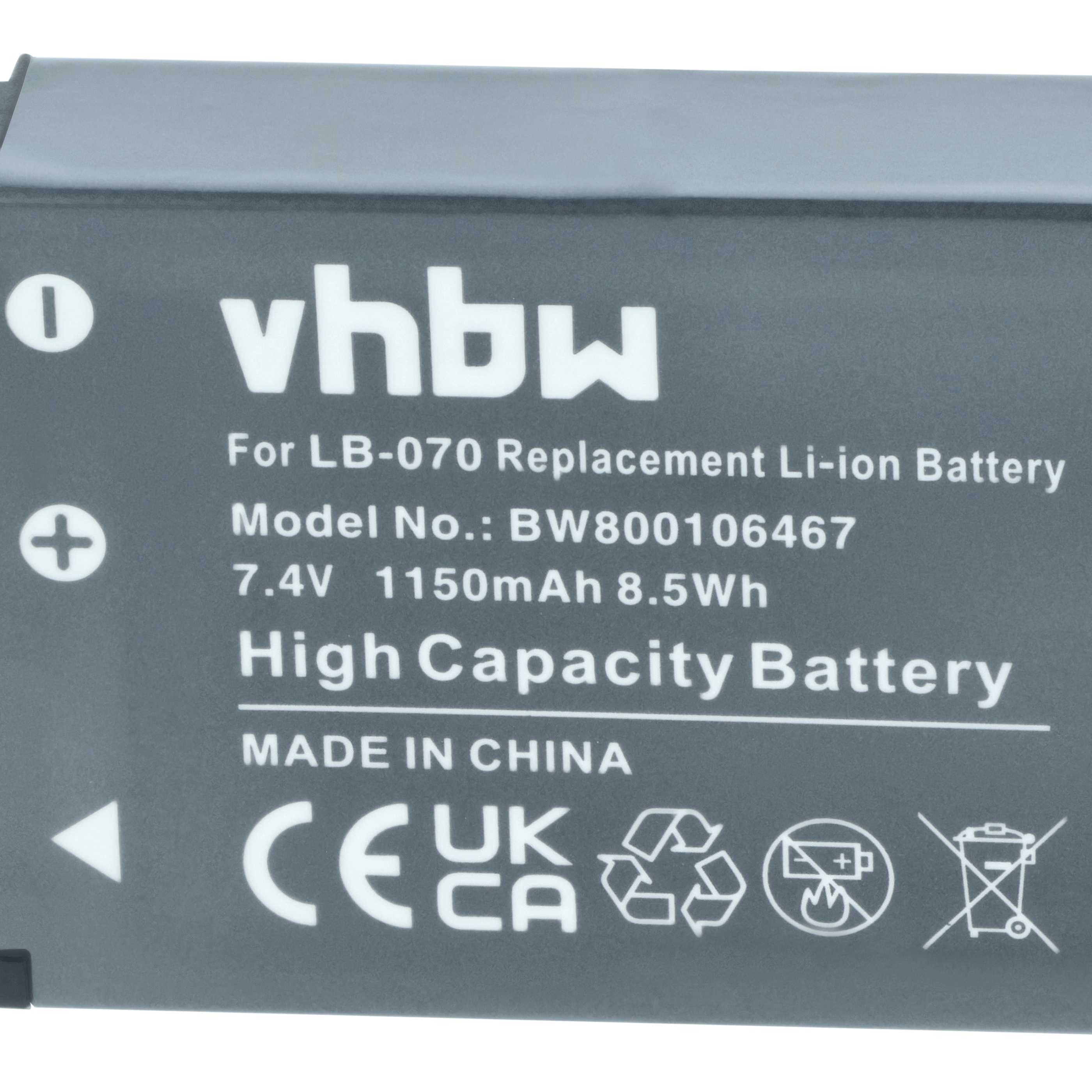 3x Battery replaces Kodak LB-070 - 1150mAh, 7.4V, Li-Ion