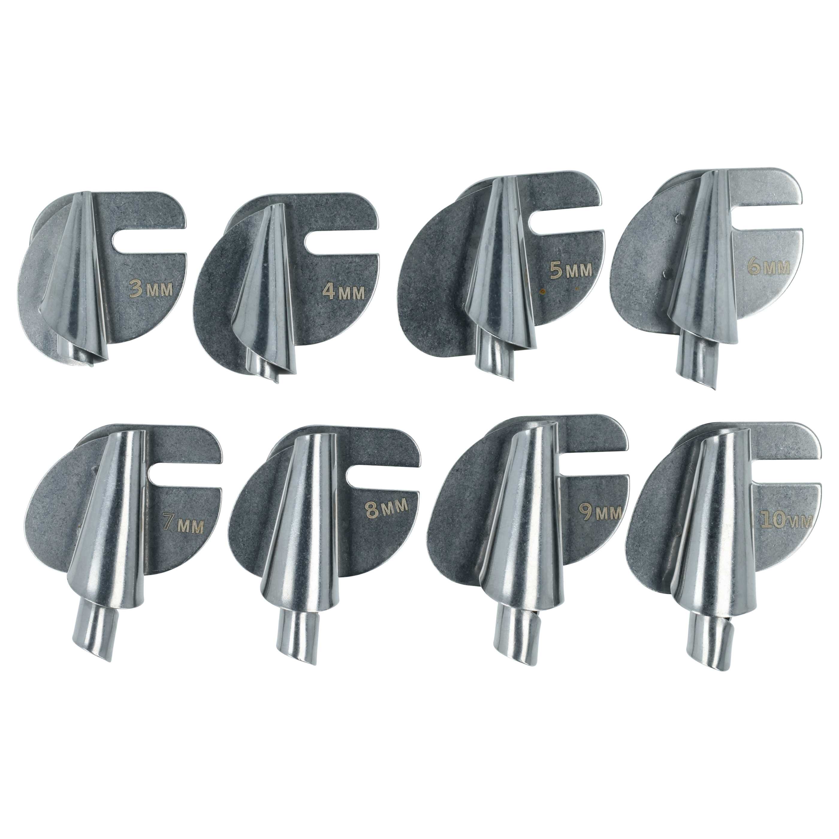 8x Rollsaumfuß passend für Nähmaschinen - In 8 Größen, 3/4/5/6/7/8/9/10 mm, Metall