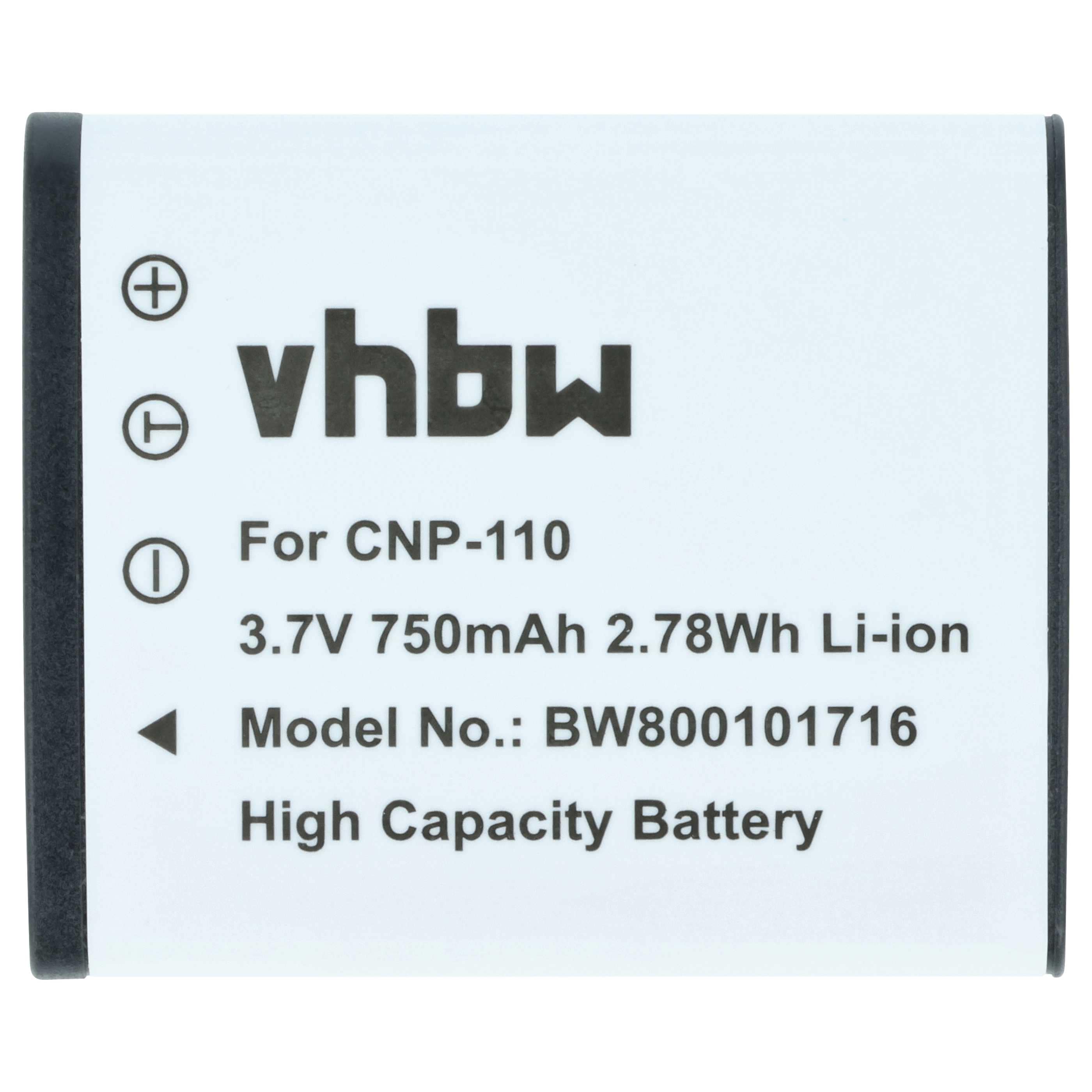3x Battery replaces Casio NP-160, NP-110DBA, NP-110, NP-110L - 750mAh, 3.6V, Li-Ion