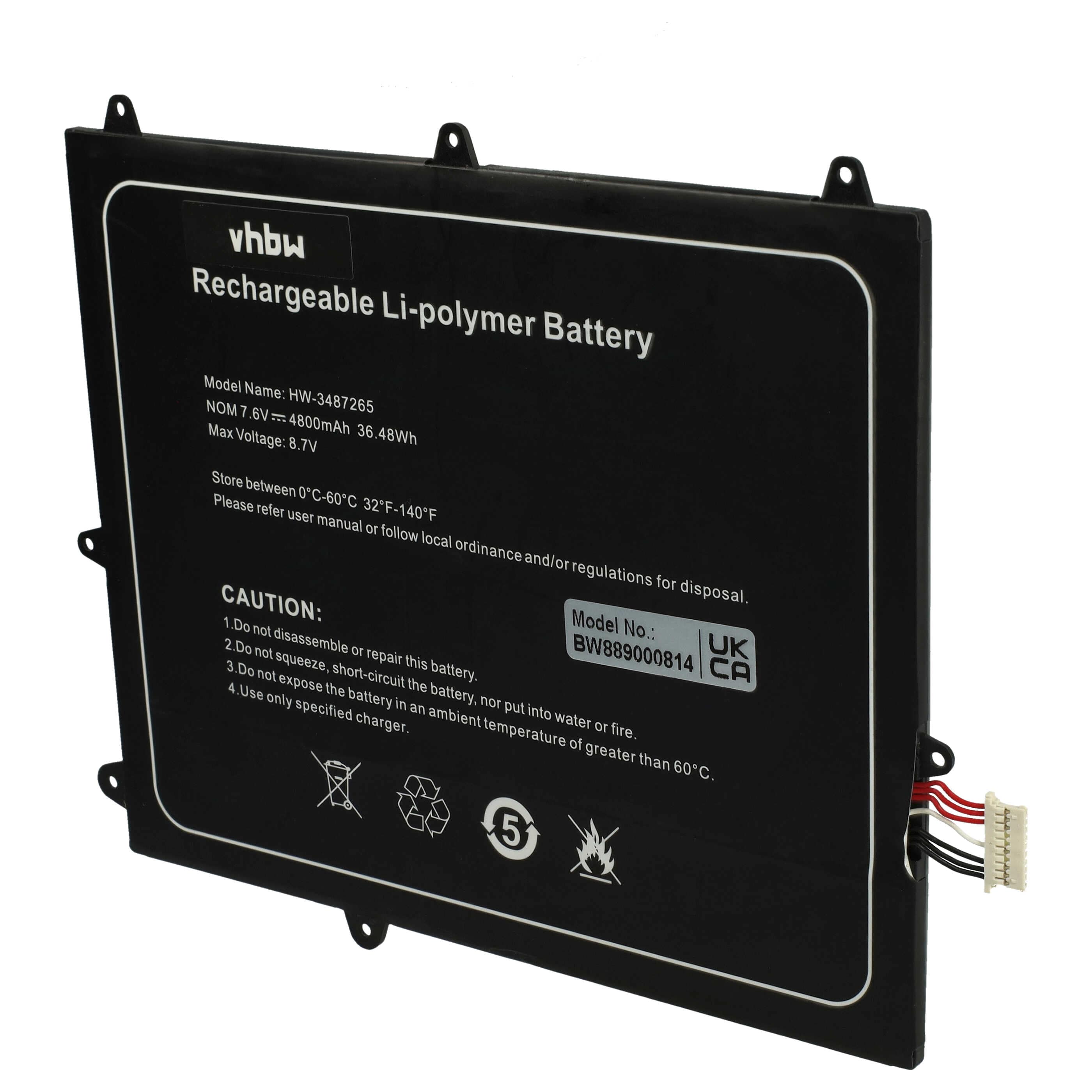 Akumulator do laptopa zamiennik Trekstor 3487265P, HW-3487265, TH116A - 4800 mAh 7,6 V LiPo