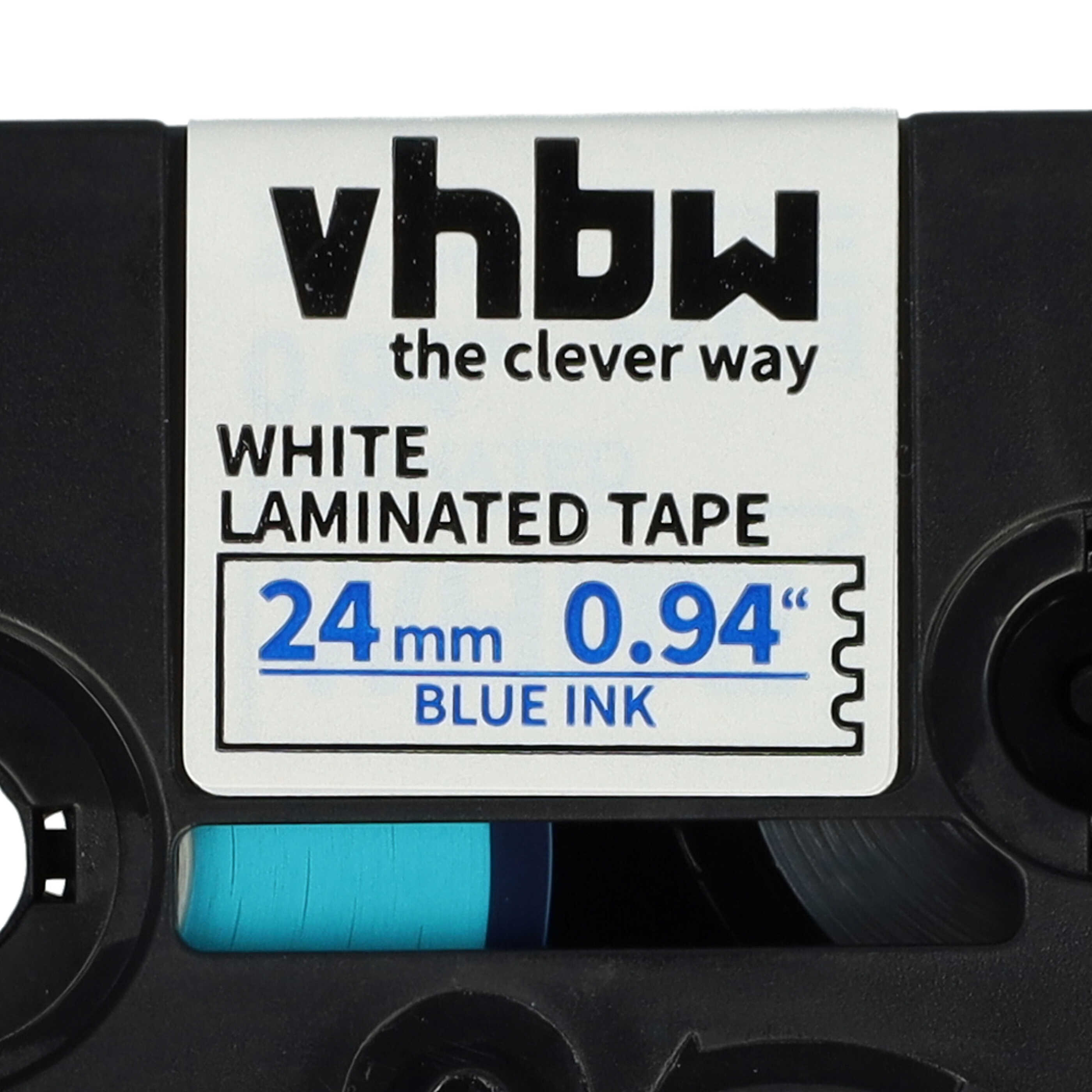 Label Tape as Replacement for Brother TZ-253, TZE-253 - 24 mm Blue to White