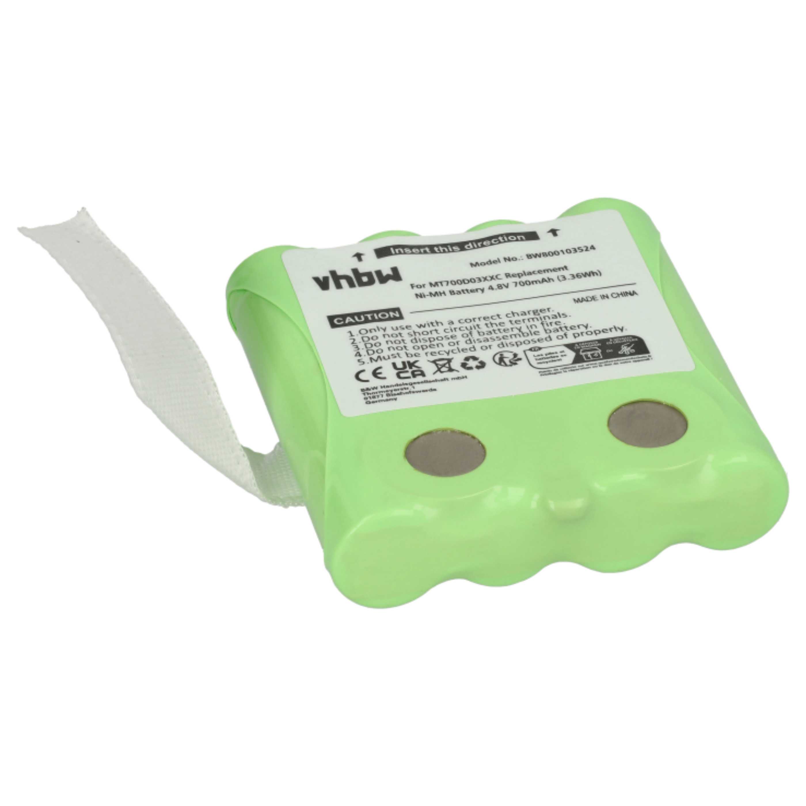 Radio 3x Battery replaces DeTeWe MT700D03XXC - 700 mAh 4.8 V NiMH