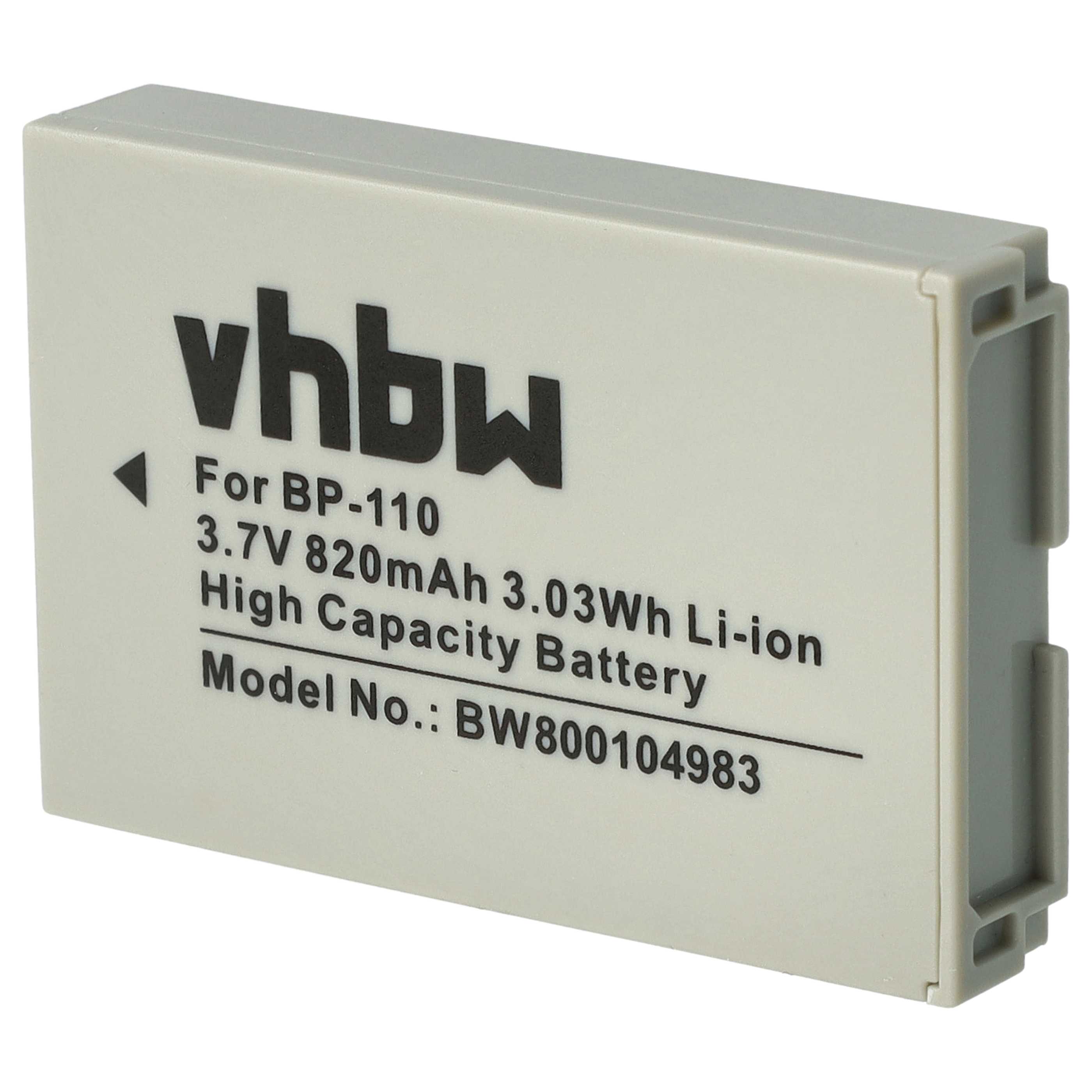 Videocamera Battery replaces Canon BP-110 - 800 mAh 3.7 V Li-Ion