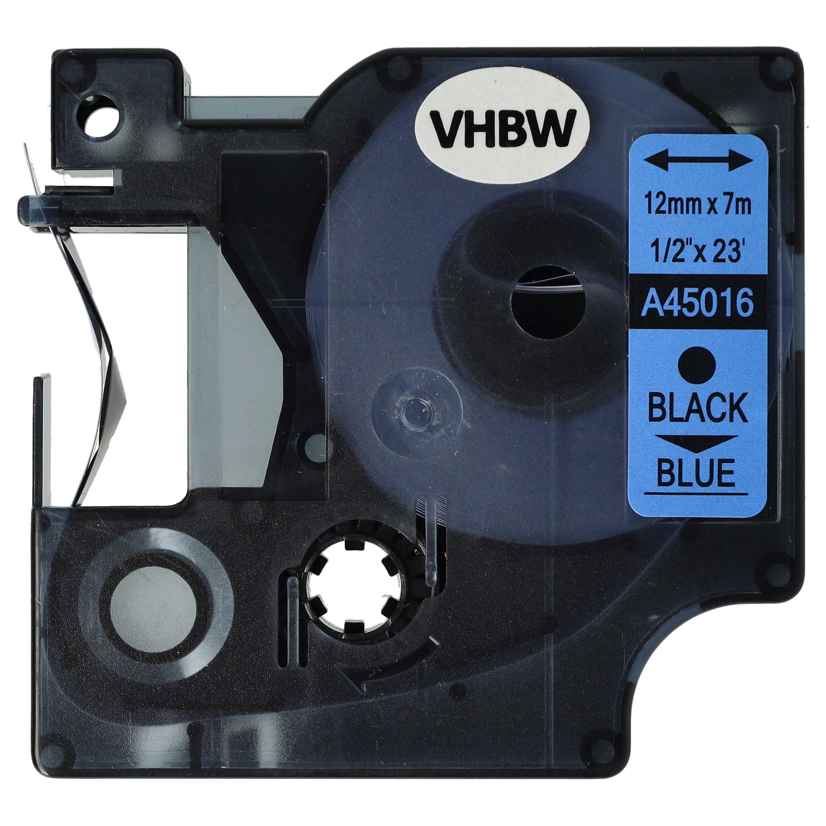 Label Tape replaces Dymo D1, 45016 - 12 mm Black to Blue