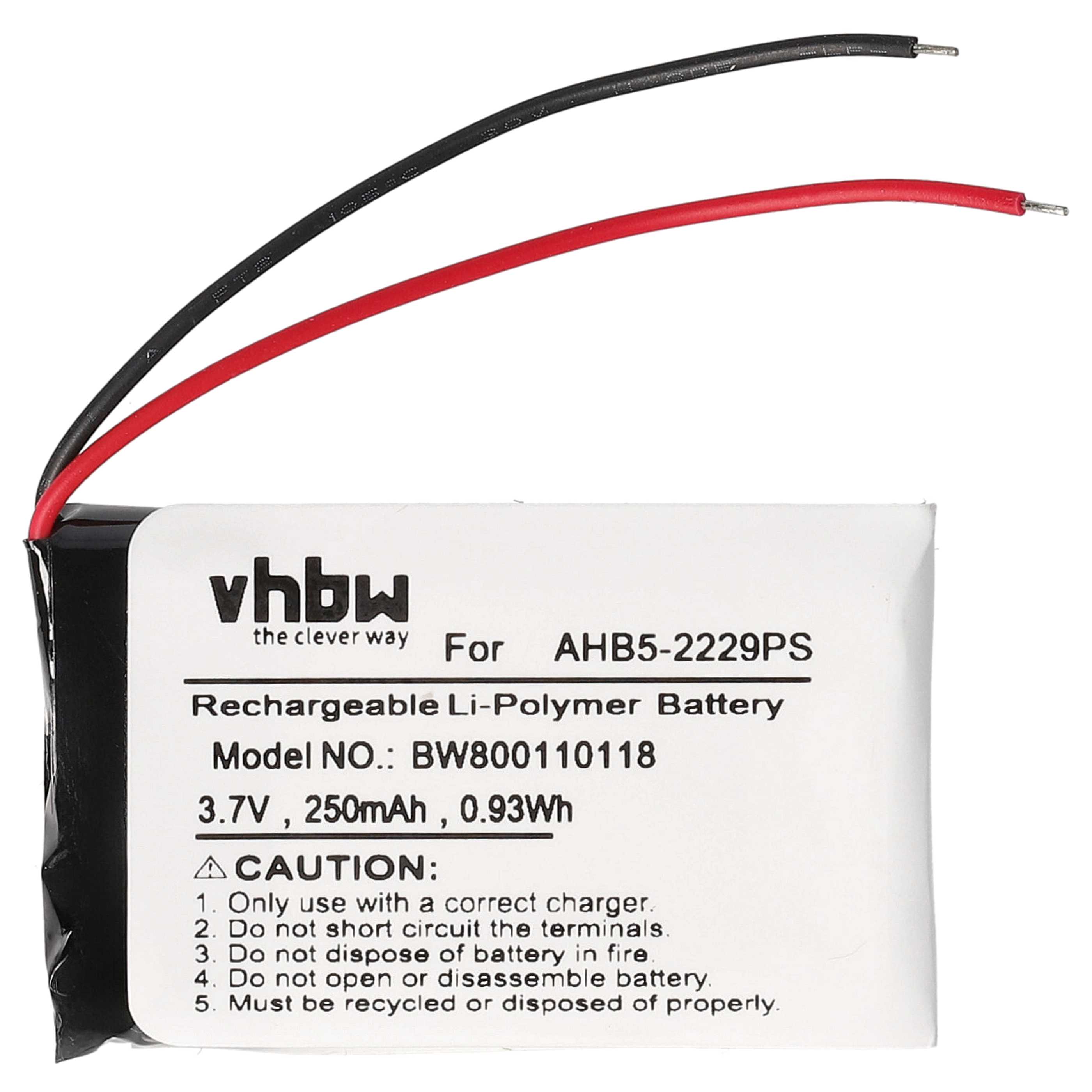 Akumulator do słuchawek bezprzewodowych zamiennik AHB5-2229PS - 250 mAh 3,7 V LiPo