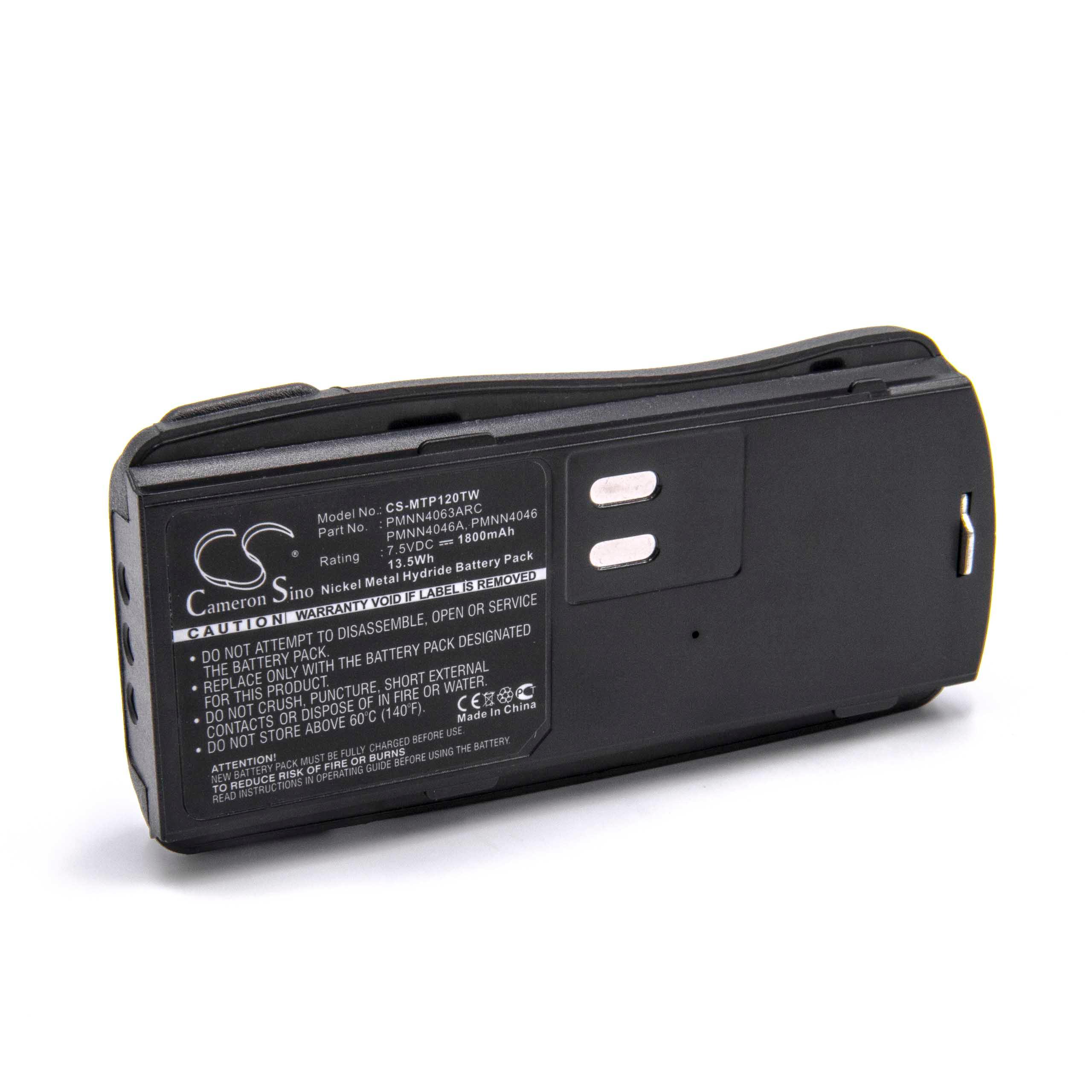 Batterie remplace Motorola PMNN4046, PMNN4046A, PMNN4063AR, PMNN4046R pour télécommande - 1800mAh 7,5V NiMH