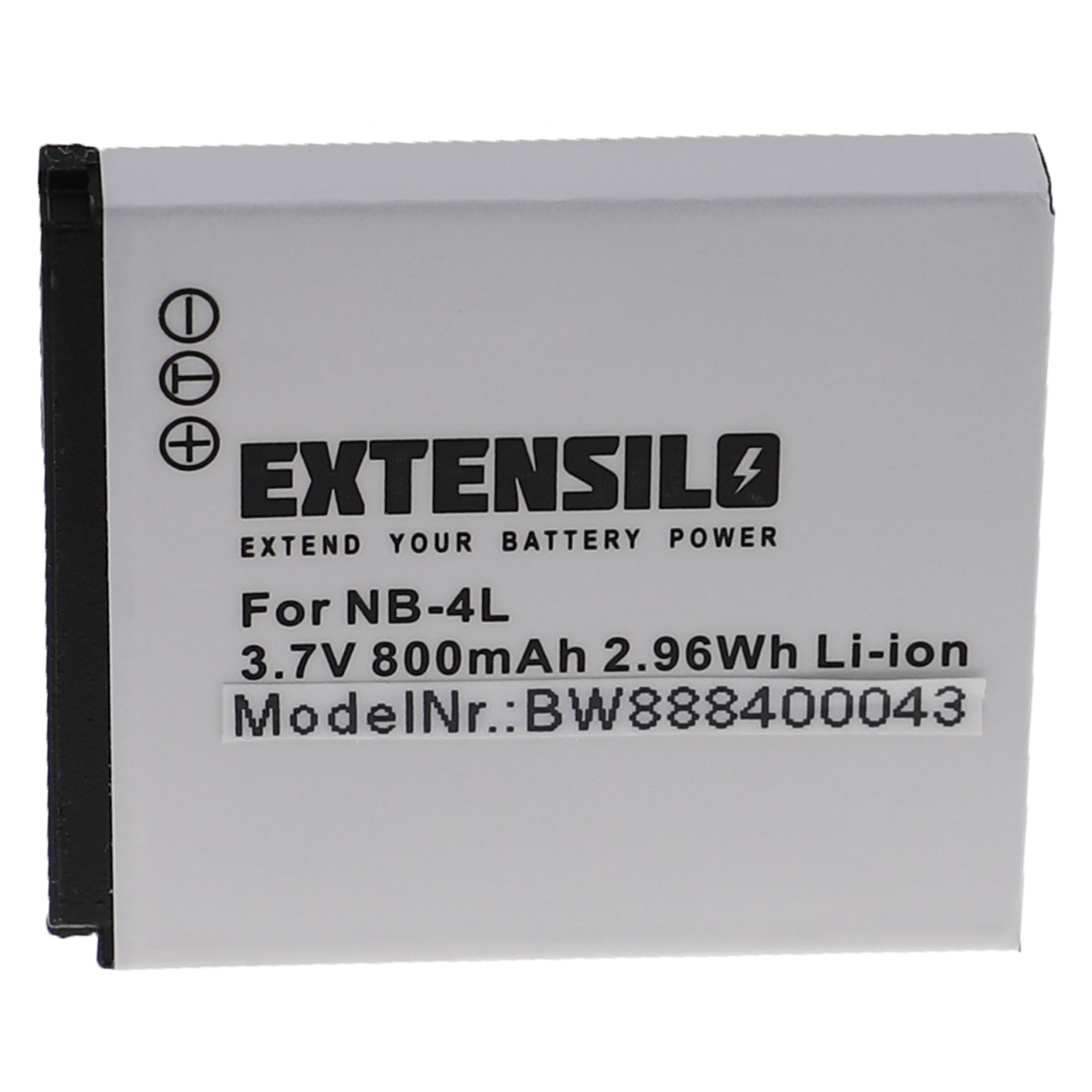 Battery Replacement for Canon NB-4L - 800mAh, 3.7V, Li-Ion