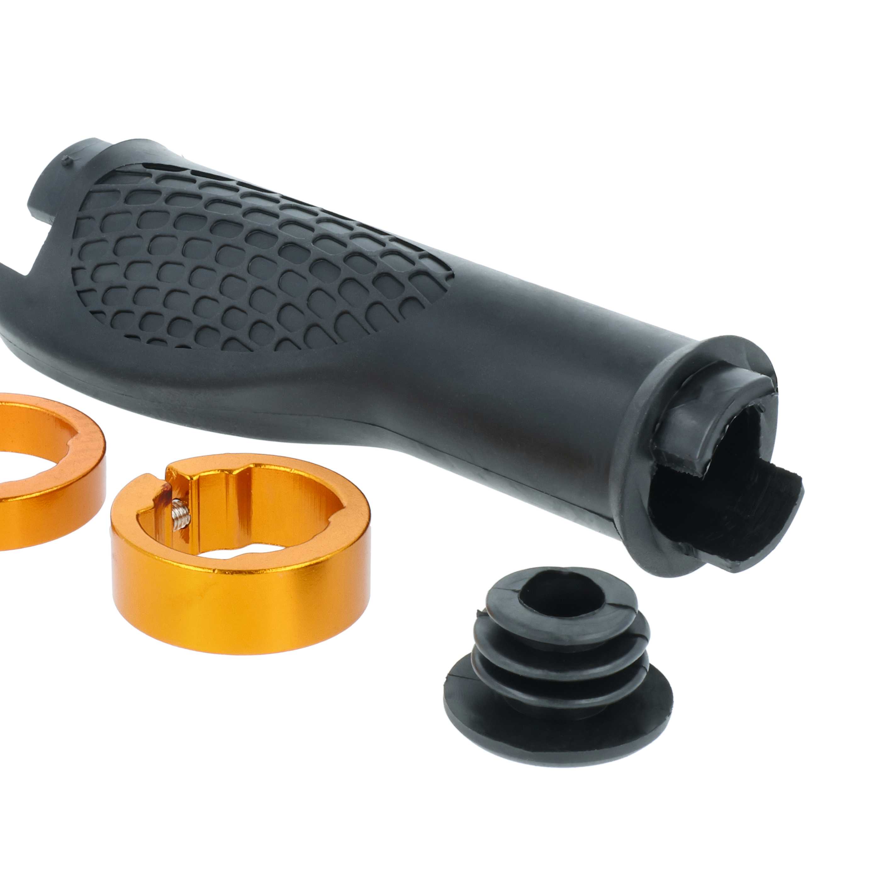 2x Handlebar Grips suitable for Bicycle, Mountain Bike - Hand Grips, Ergonomic, Gold/Black