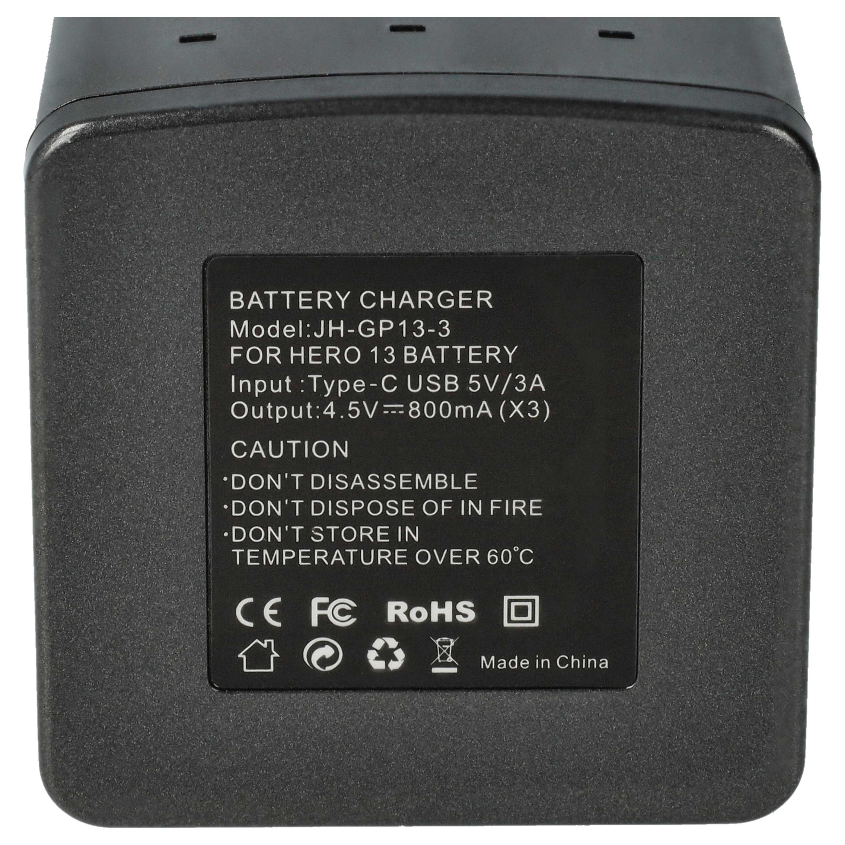 Battery Charger USB-C + Cable USB-C replaces GoPro JH-GP13 for GoPro Digital Camera