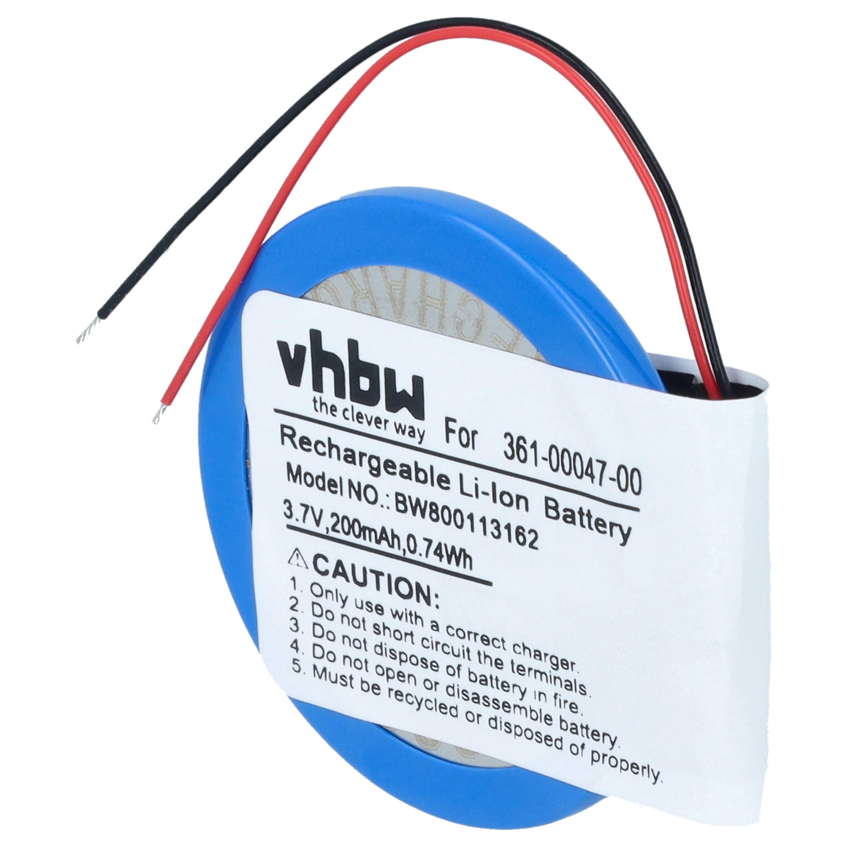 Smartwatch Battery replaces Garmin 361-00047-00, 361-00064-00 - 200 mAh 3.7 V Li-Ion