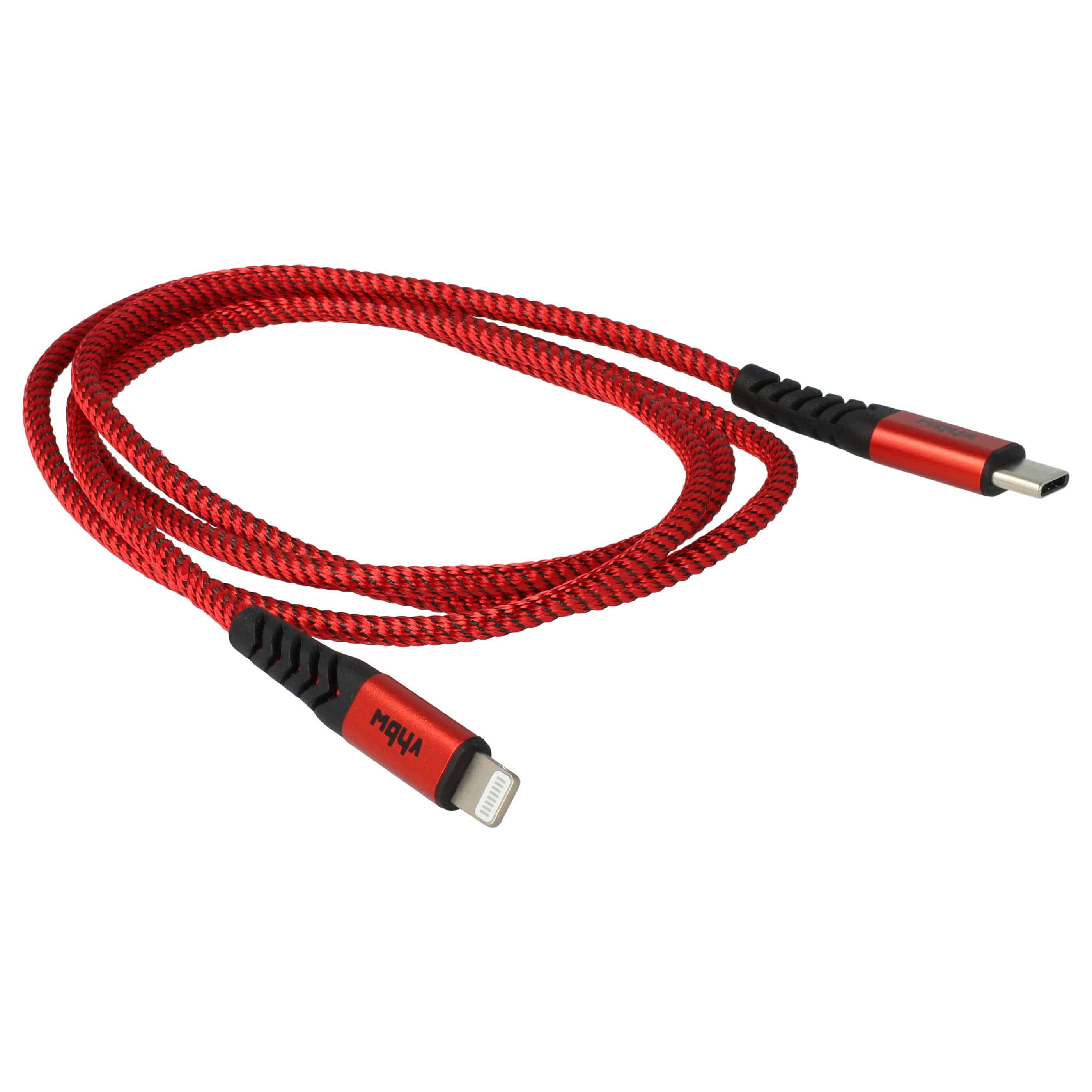 Kabel Lightning USB C, Thunderbolt 3 do urządzeń iOS Retina, 12" 2015-2017 - czarny / czerwony, 100 cm 
