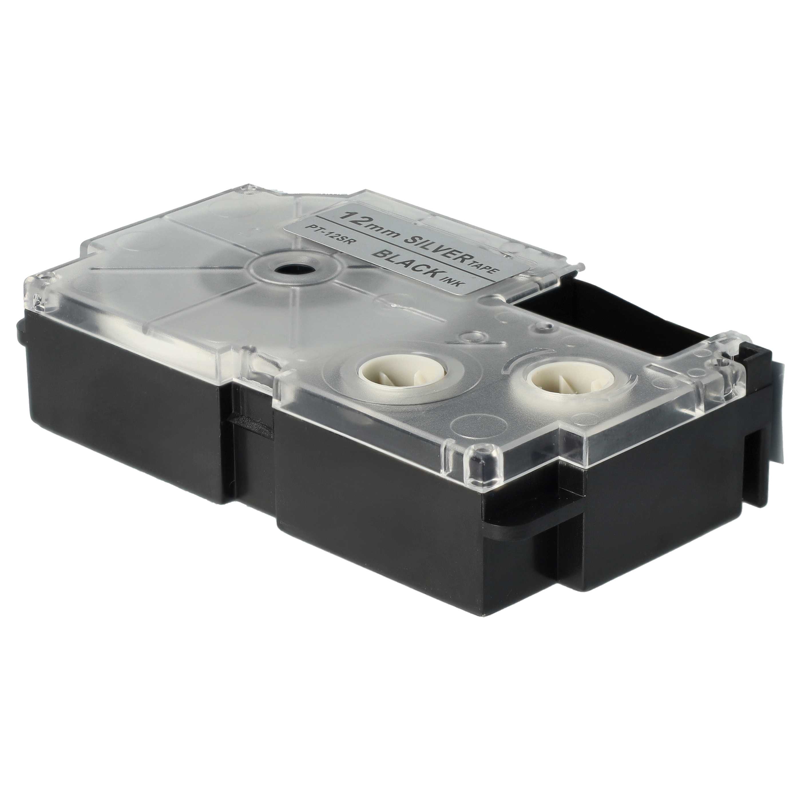 Cassetta nastro sostituisce Casio XR-12SR, XR-12SR1 per etichettatrice 12mm nero - argentato