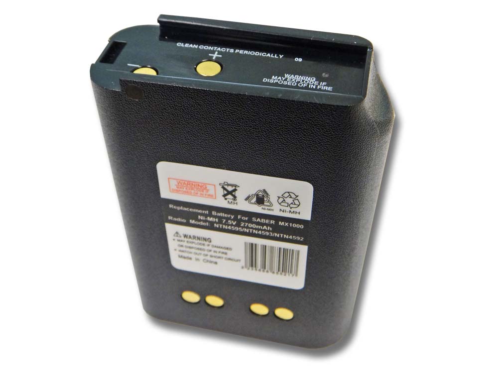 Batterie remplace Motorola NTN4538, NTN4593A, NTN4592, NTN4593 pour radio talkie-walkie - 2700mAh 7,5V NiMH