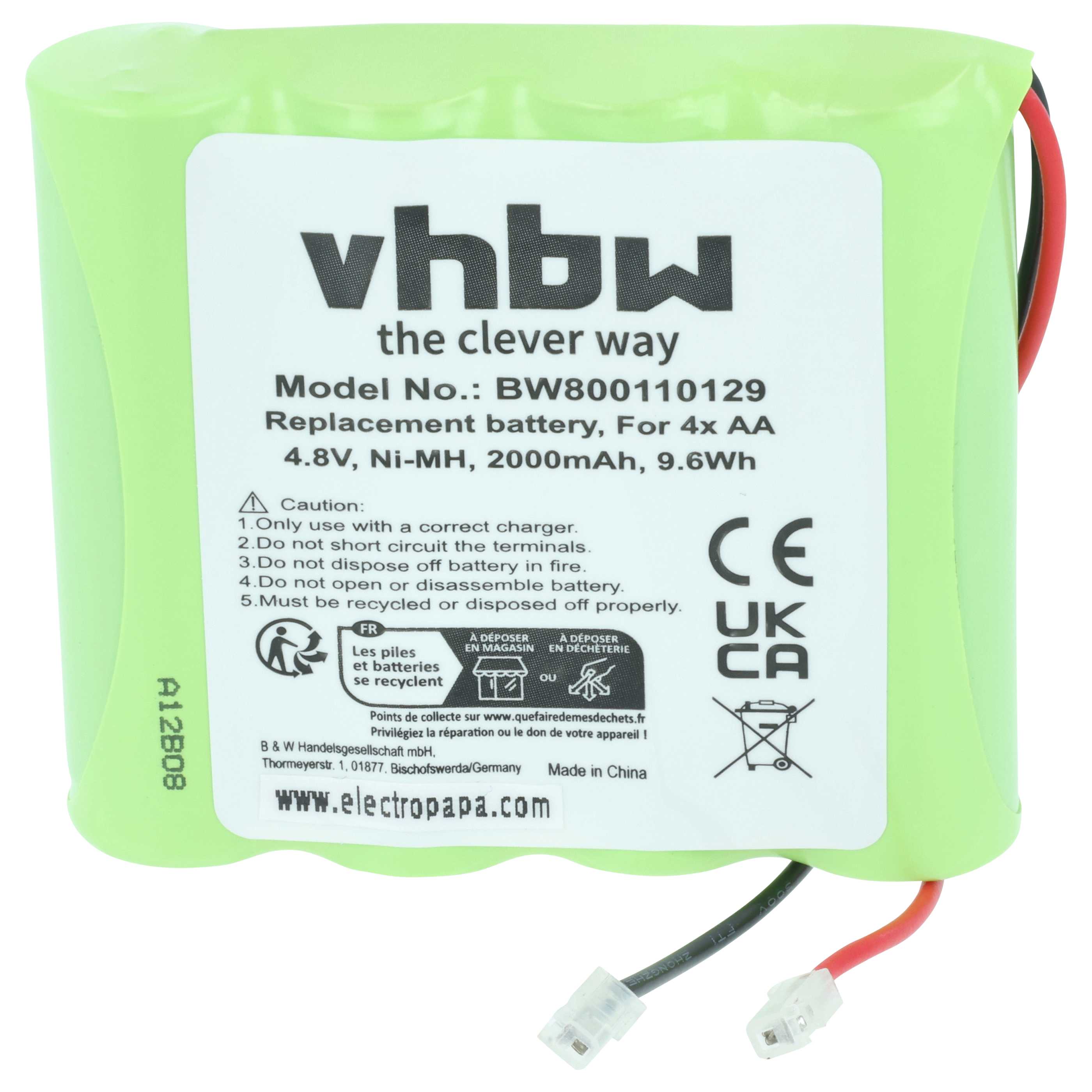 Universal Battery for various Devices - 2000 mAh 4.8 V NiMH Replaces 4x AA Mignon