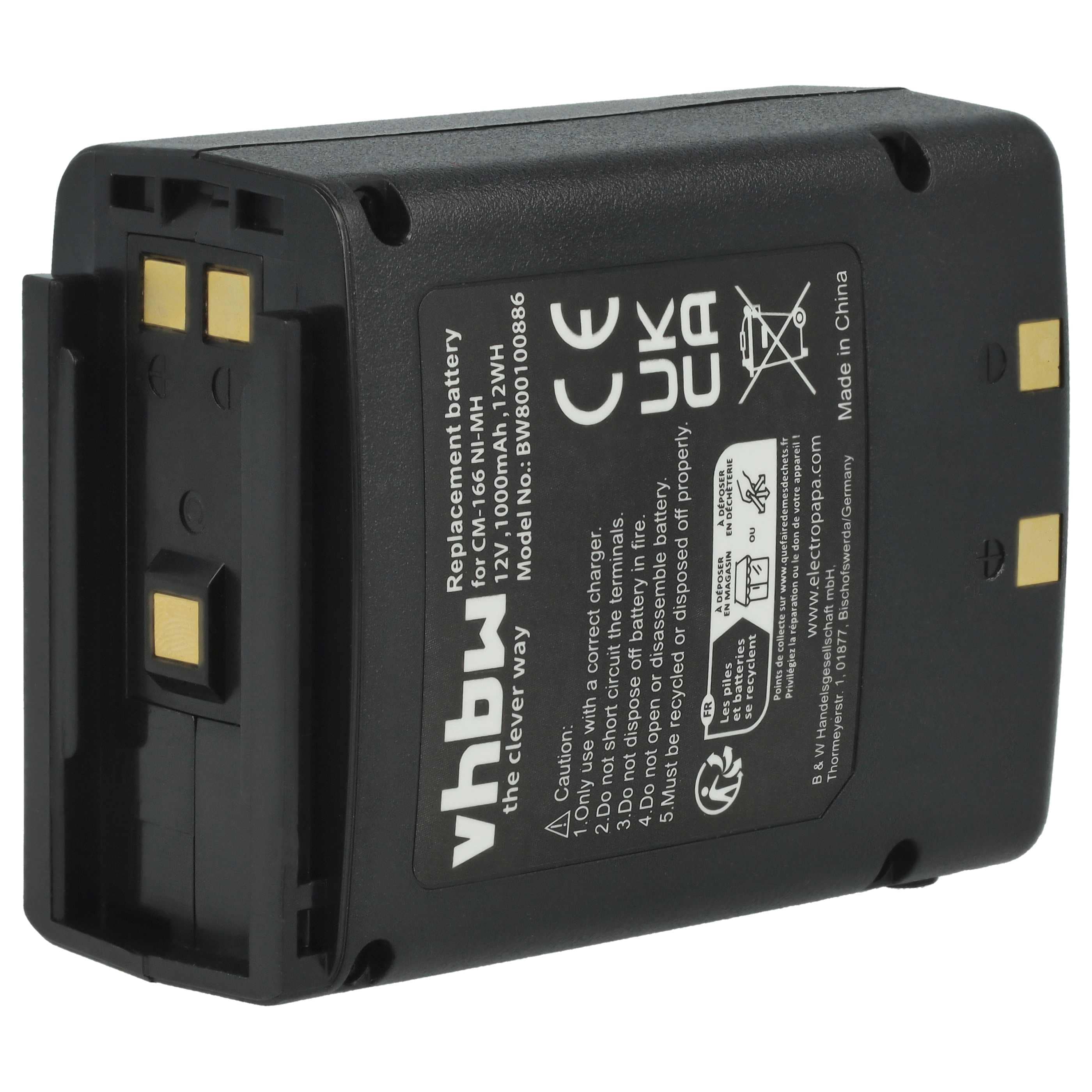 Radio 5x Battery replaces Icom BP-166, CM-166, CM-166S, CM-22A - 1000 mAh 12 V NiMH
