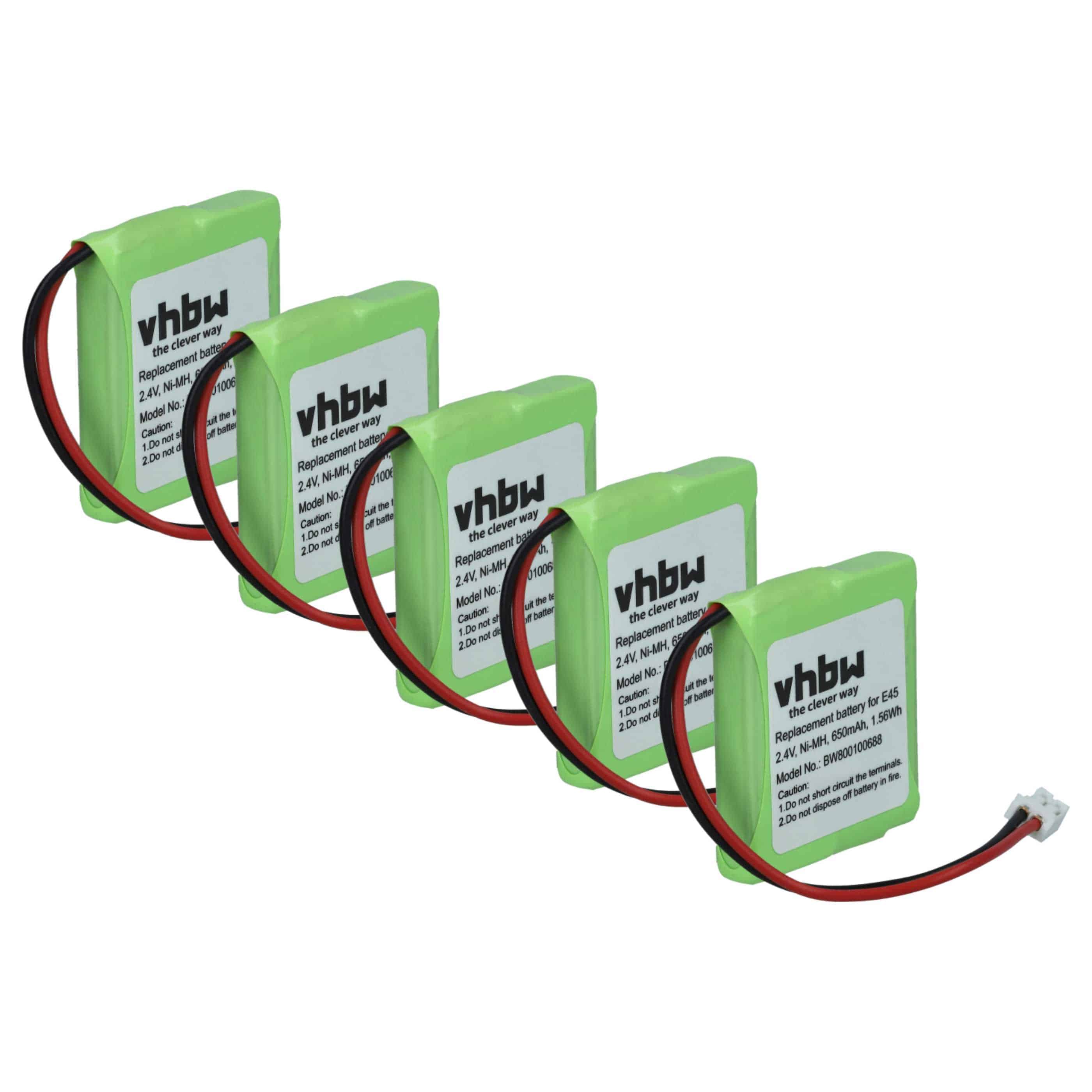 5x Batteries remplace Siemens V30145-K1310-X382, S30852-D1751-X1 pour téléphone Swisscom - 650mAh 2,4V NiMH