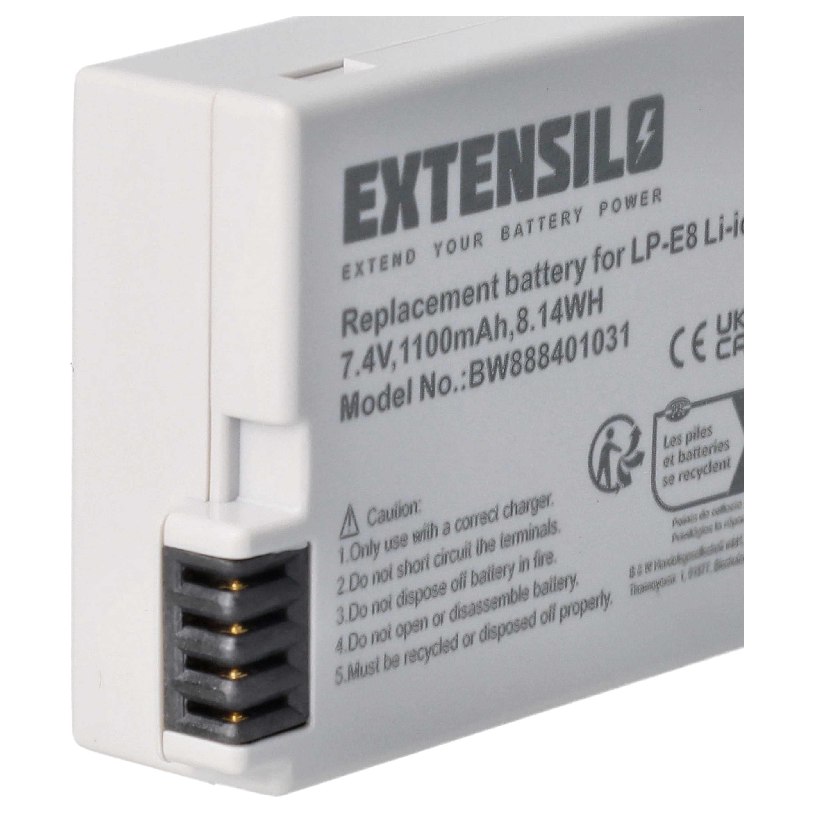 Battery replaces Canon LP-E8 - 1100mAh, 7.4V, Li-Ion