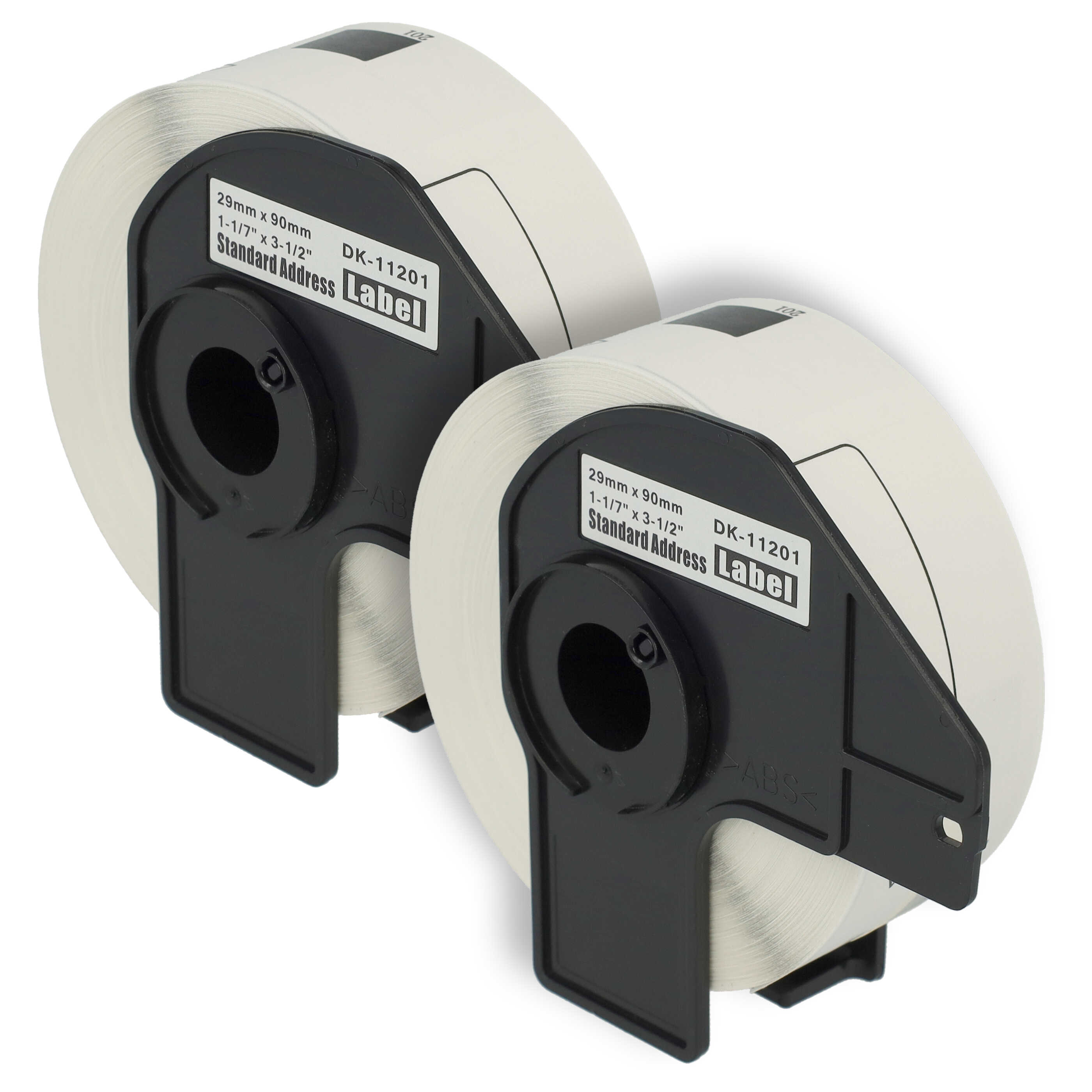 2x Label Roll replaces Brother DK-11201 for Labeller - 27 mm x 90 mm + Holder