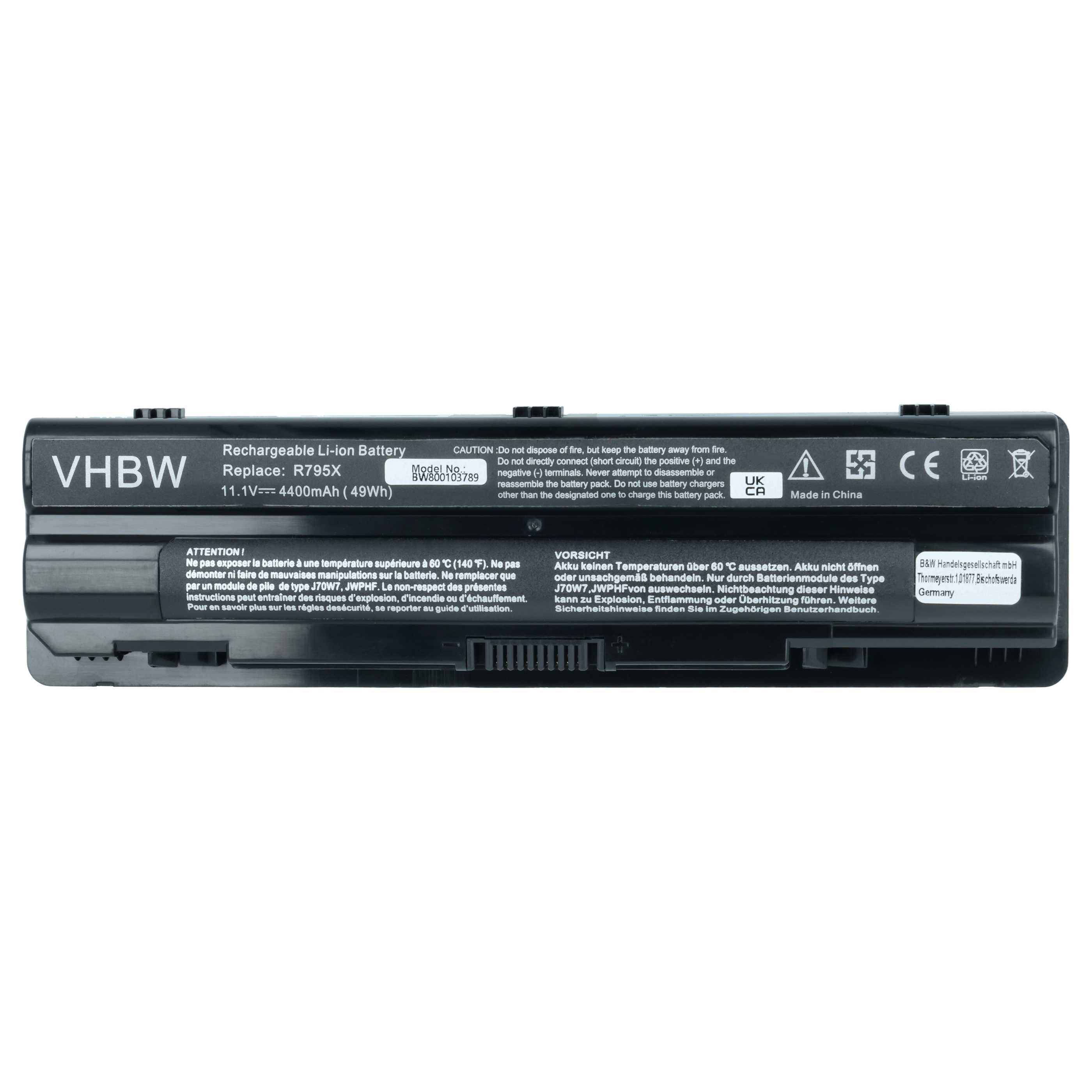 Akumulator do laptopa zamiennik Dell 0R4CN5, 0JWPHF, 312-1123, 0J70W7, 08PGNG - 4400 mAh 11,1 V Li-Ion, czarny