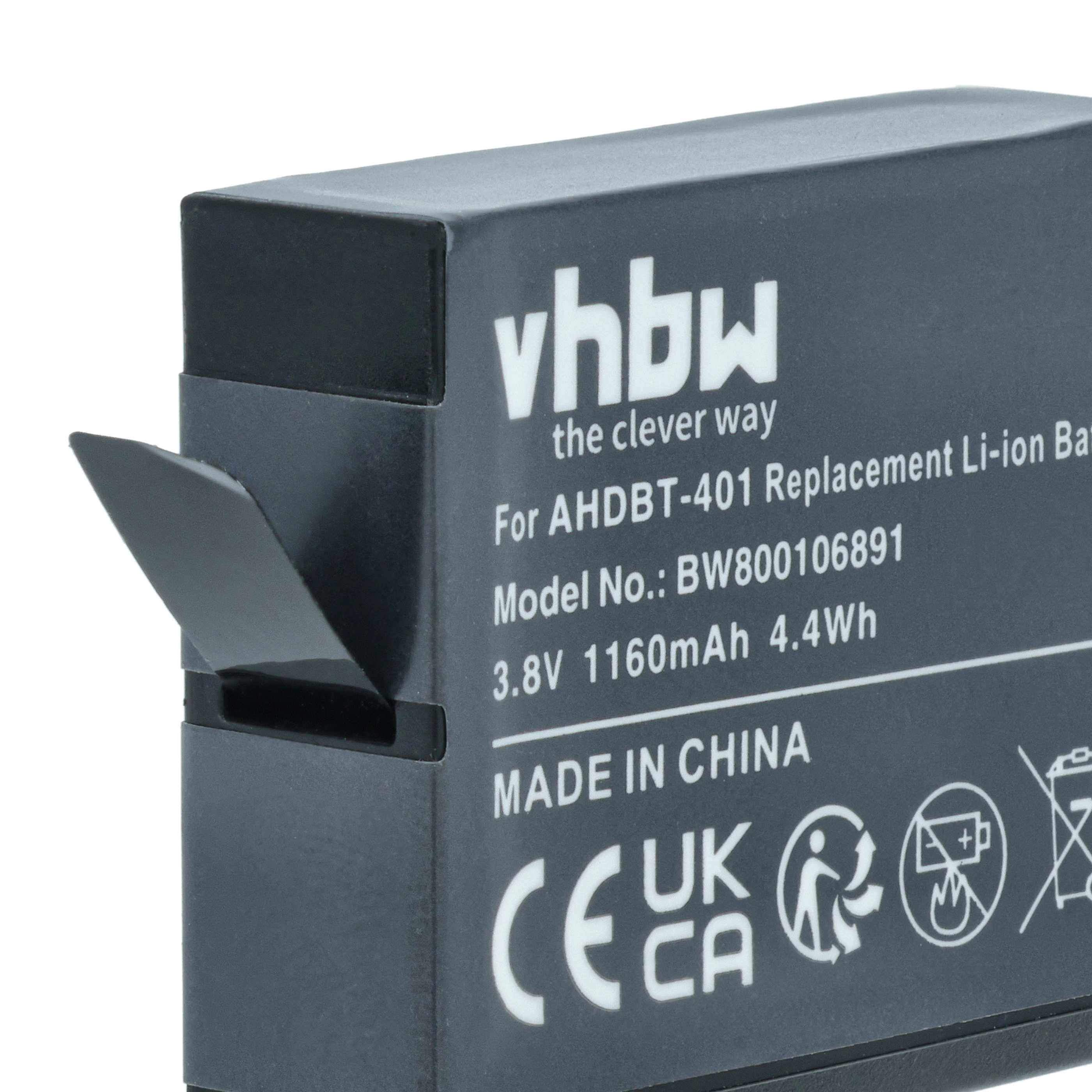 Videocamera 2x Battery replaces GoPro AHDBT-401, 335-06532-000 - 1160 mAh 3.7 V Li-Ion