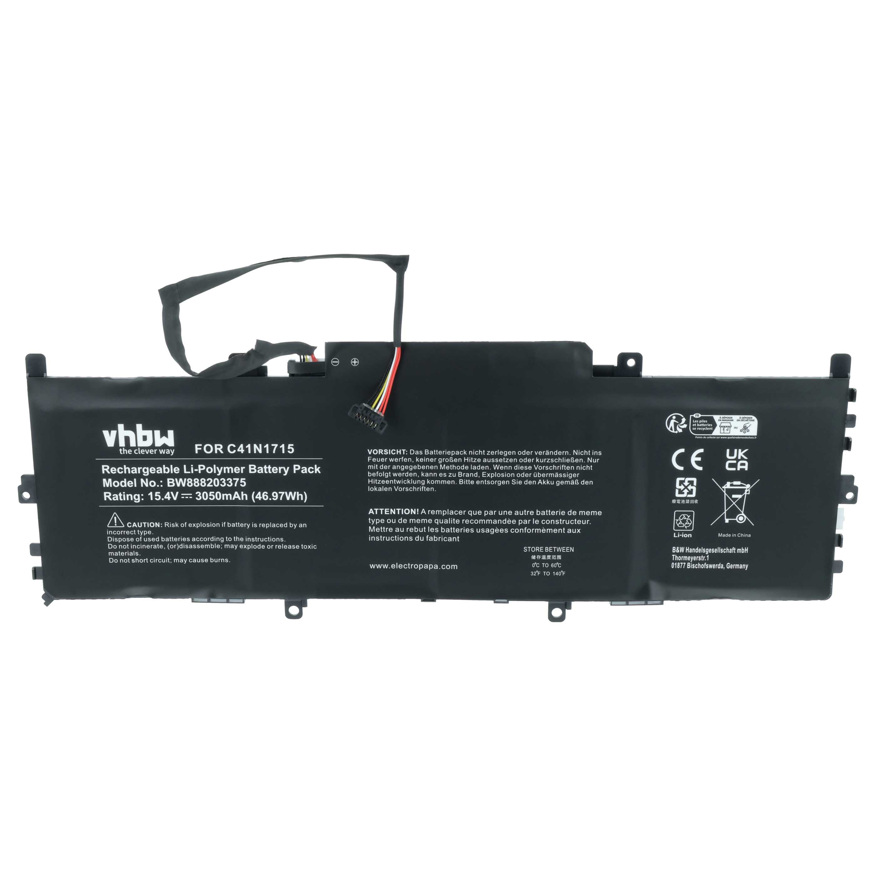 Akumulator do laptopa zamiennik Asus 0B200-02760000, C41N1715 - 3050 mAh 15,4 V LiPo