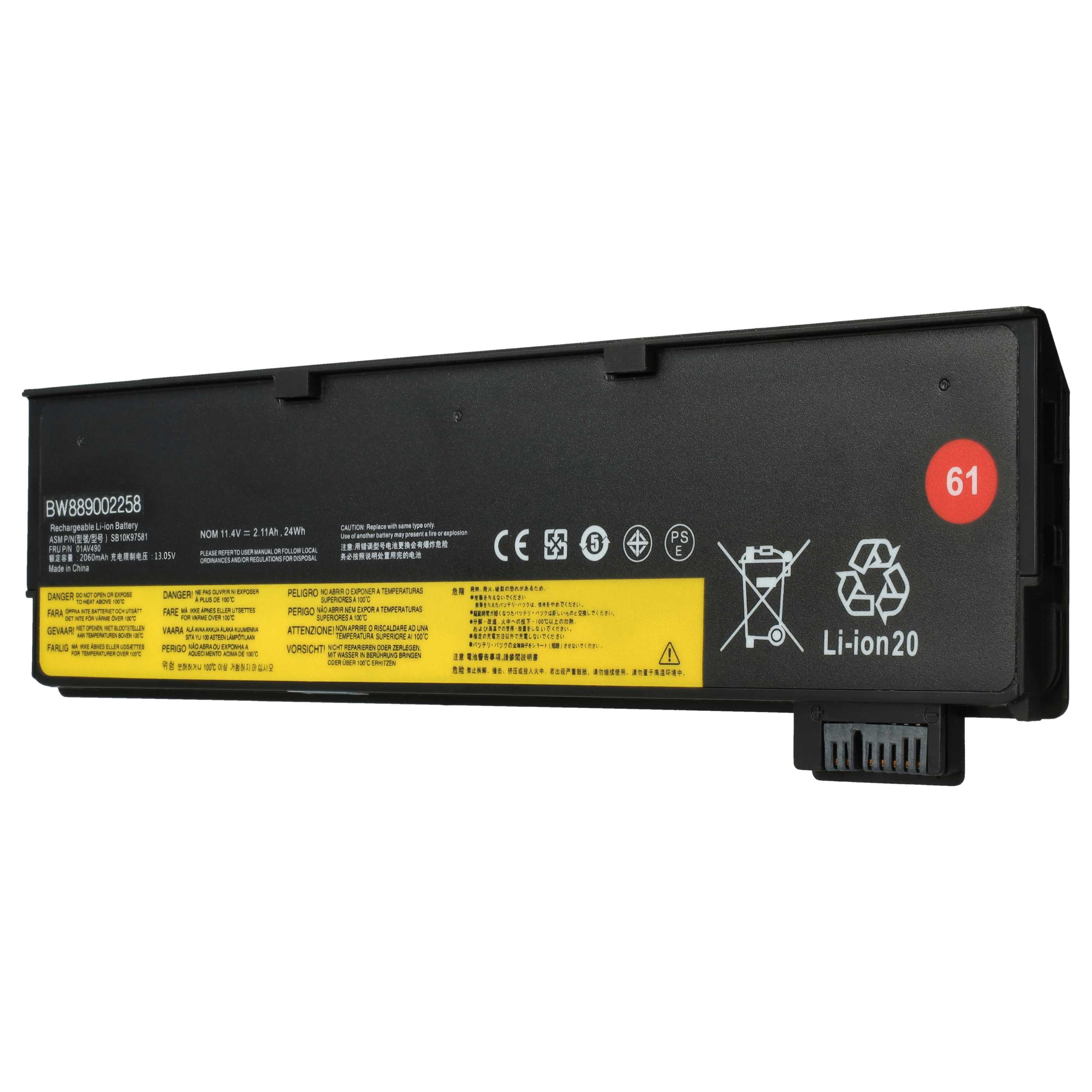 Notebook-Akku als Ersatz für Lenovo 01AV425, 01AV426, 01AV422, 01AV423, 01AV424 - 2060mAh 11,4V Li-Polymer