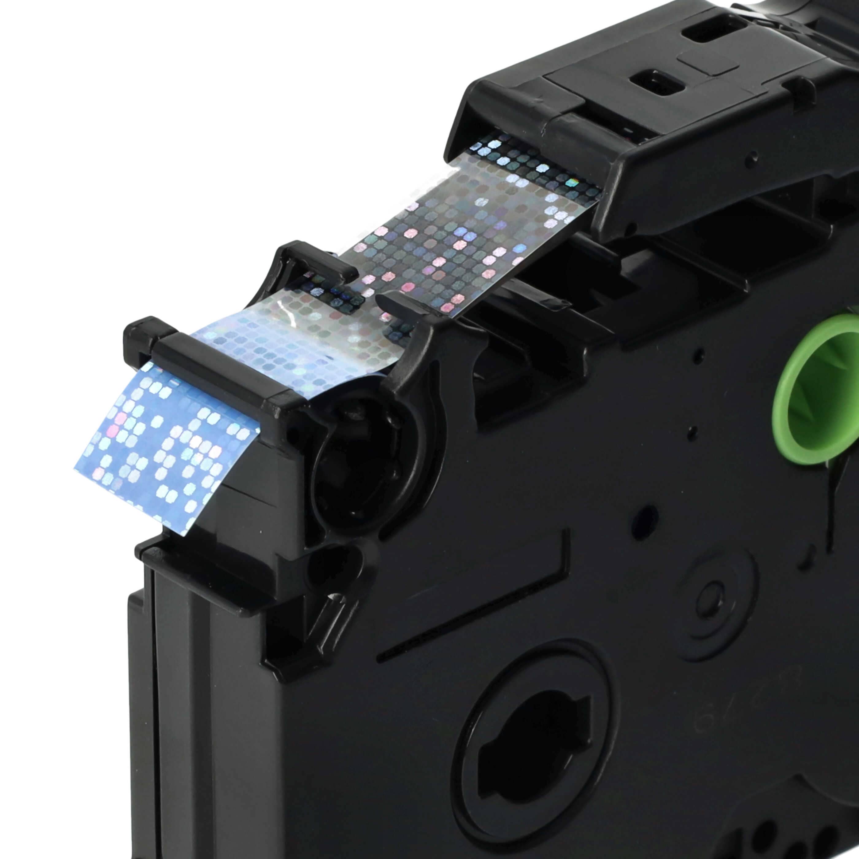 Label Tape replaces Brother TZE-531L1 - 12 mm Black to Blue (Glitter)