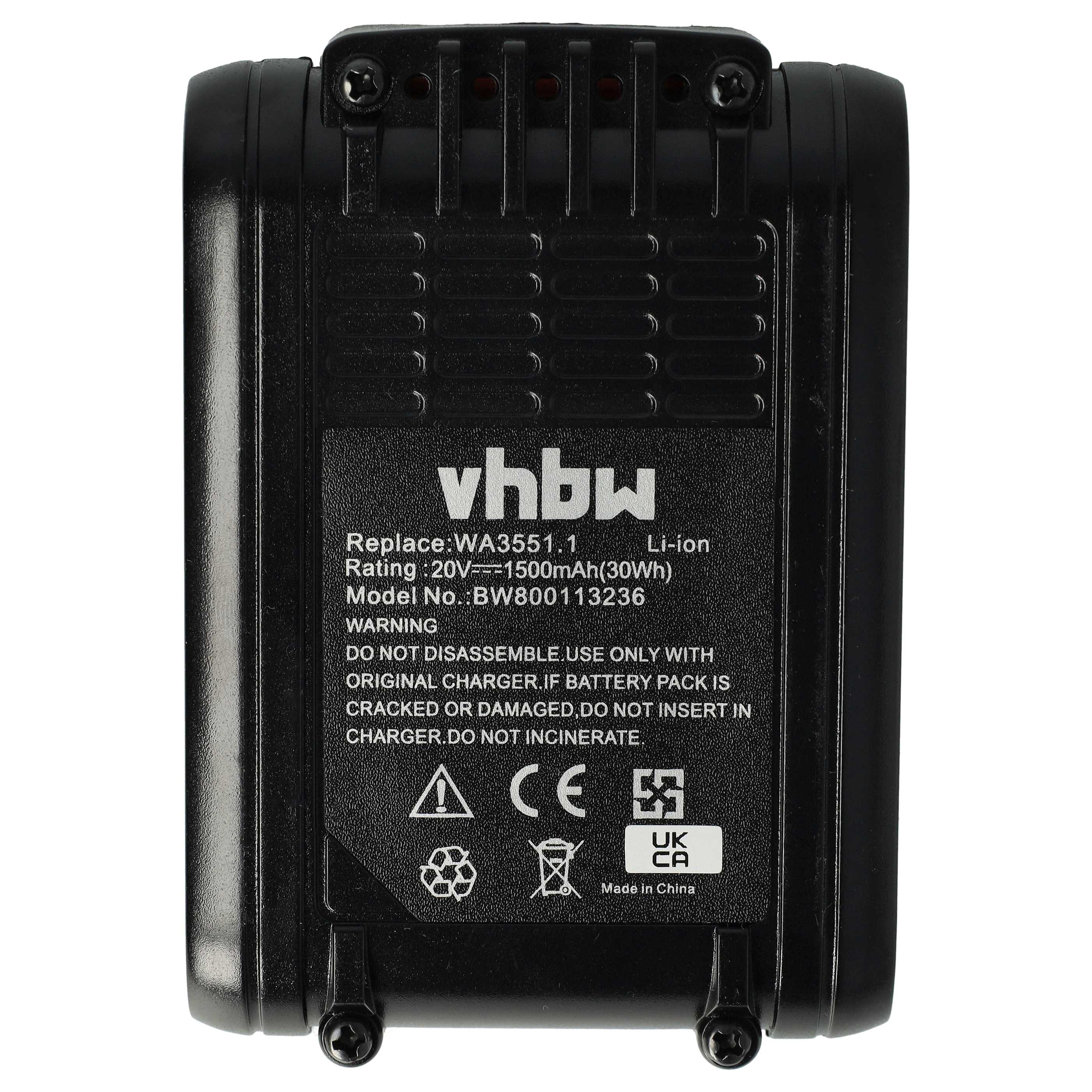 2x Batteria sostituisce Rockwell RW9351.1 per attrezzo - 1,5Ah 20V Li-Ion