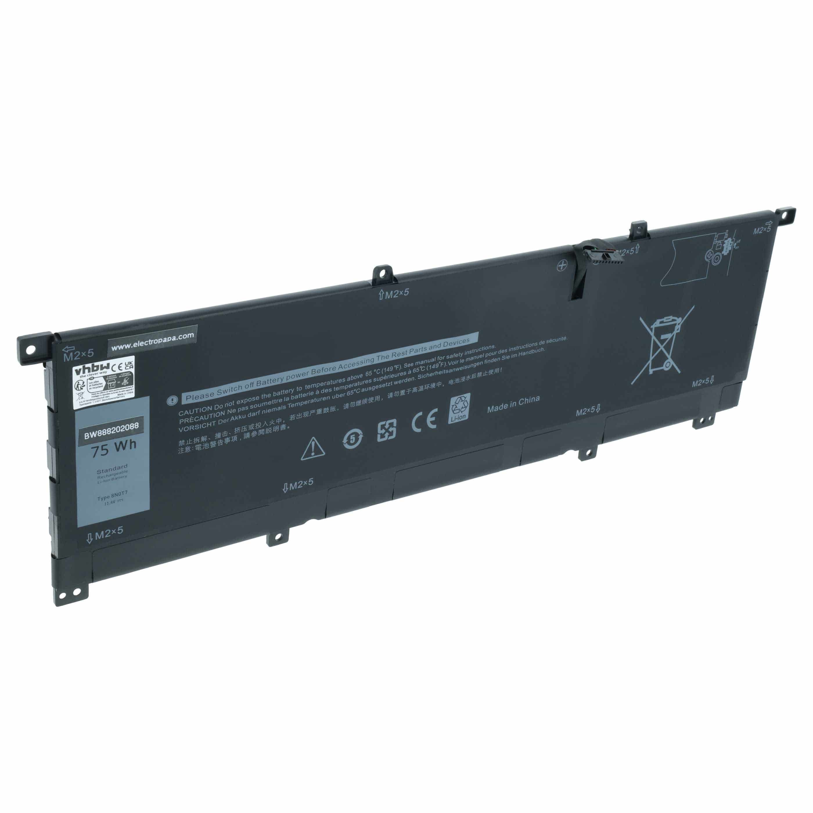 Akumulator do laptopa zamiennik Dell 8N0T7, FW8KR, TMFYT, 0TMFYT - 6500 mAh 11,4 V LiPo, czarny