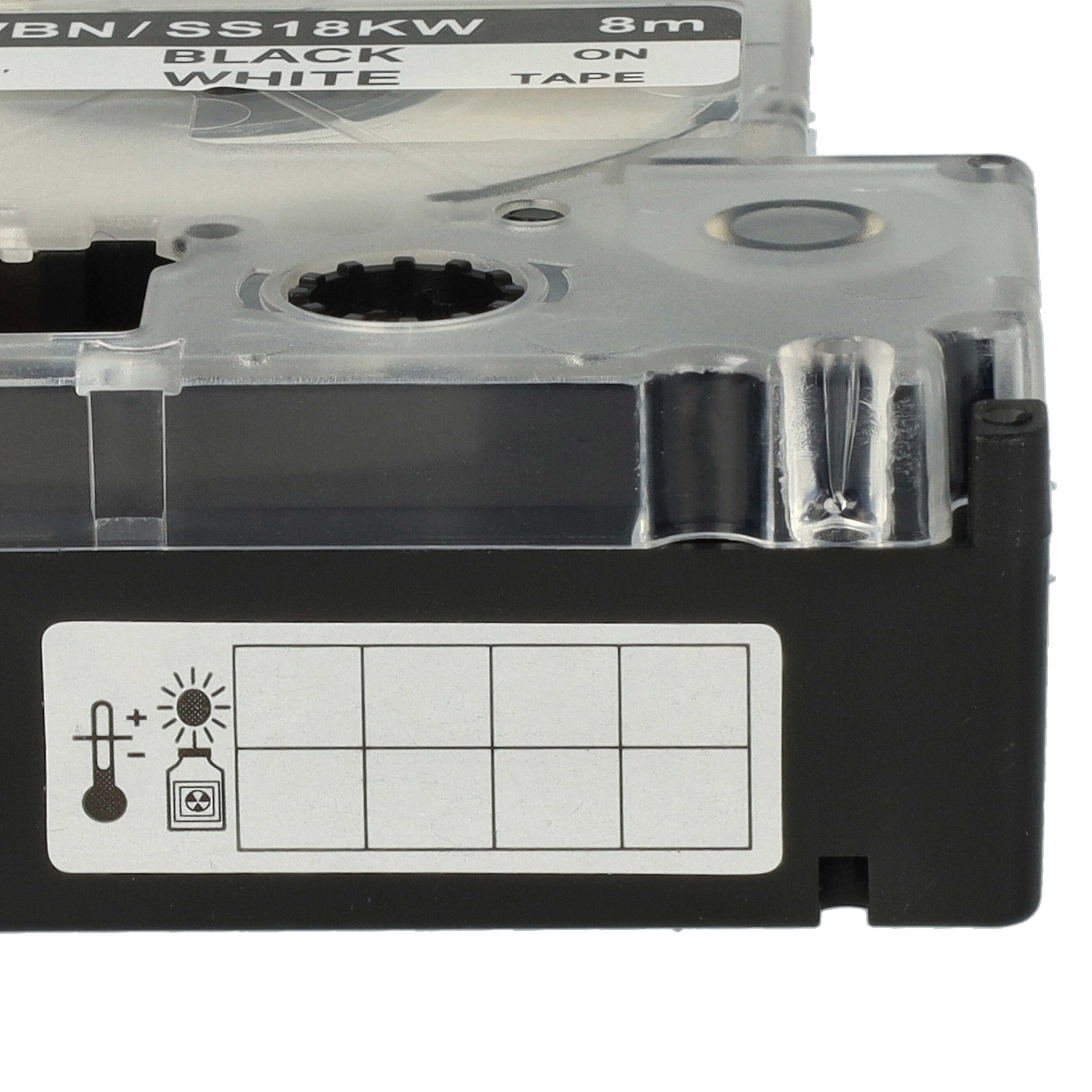50x Label Tape replaces Epson LC-5WBN - 18 mm Black to White