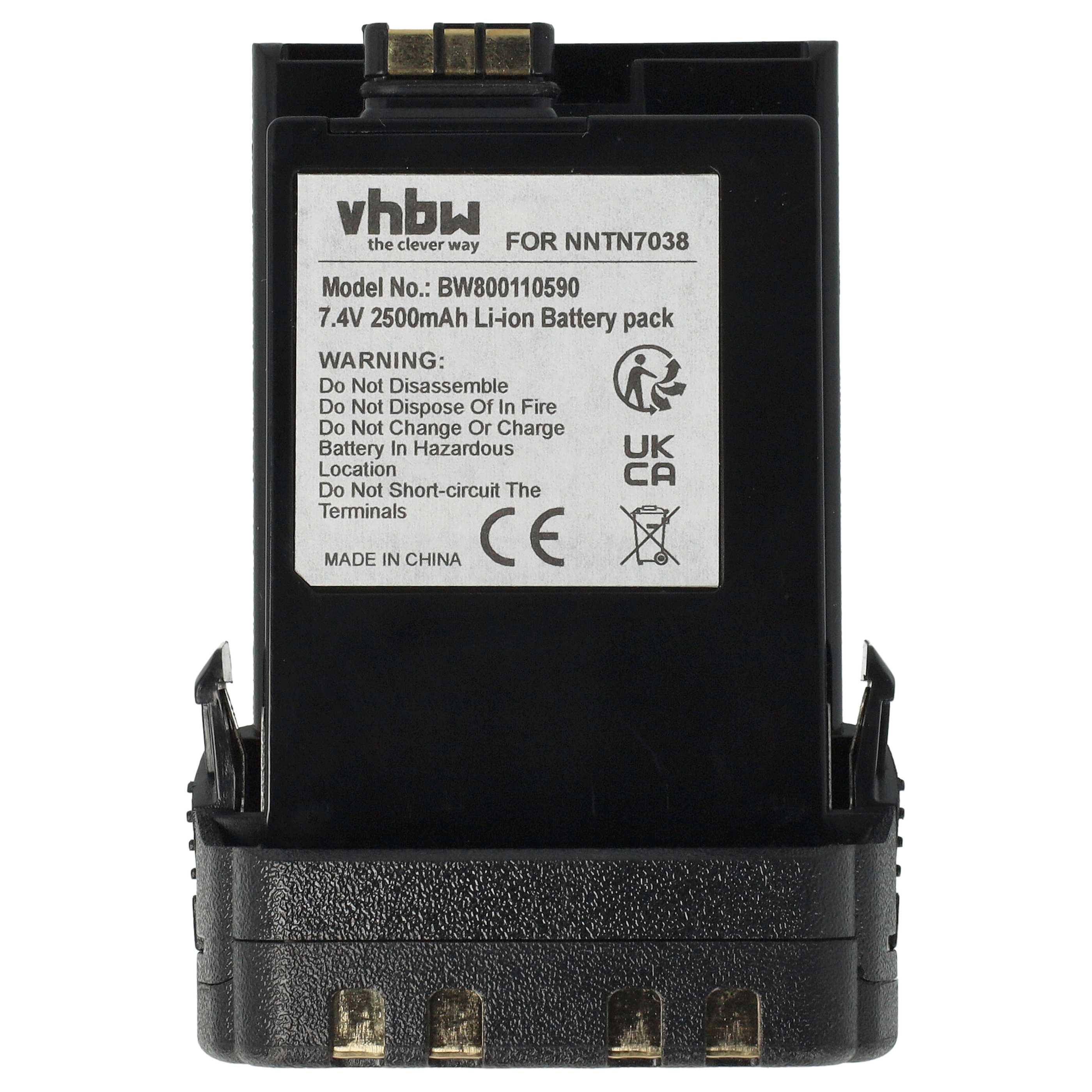 Radio 5x Battery replaces Motorola NNTN7034A, NNTN7034B, NNTN7038, NNTN7035A, NNTN7035 - 2500 mAh 7.4 V Li-Ion