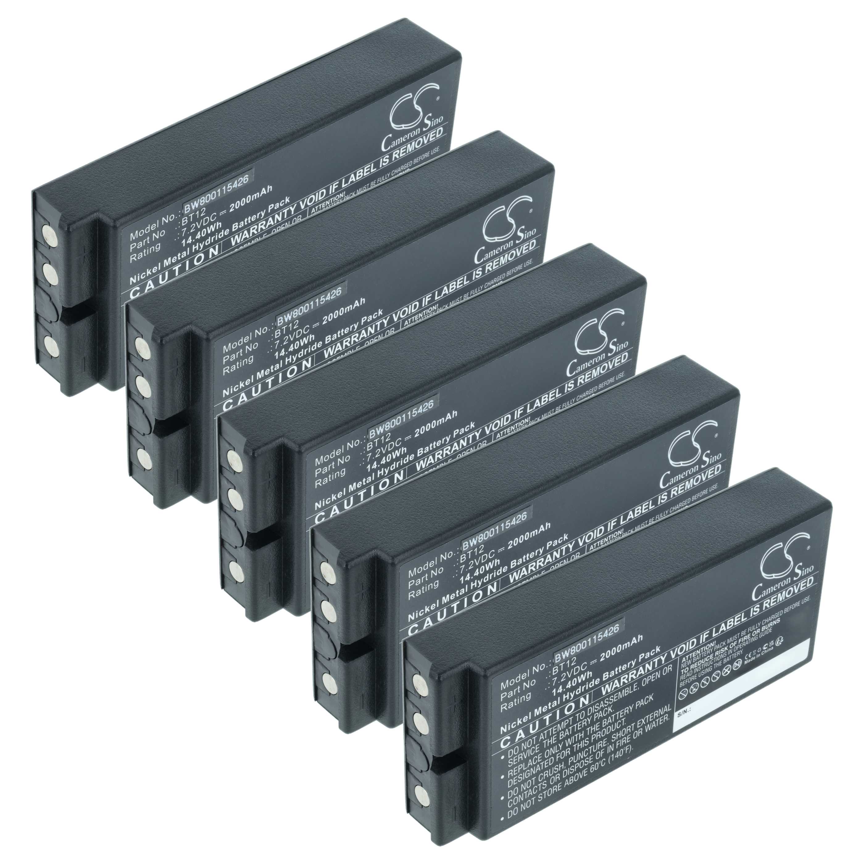 5x Akumulator do zdalnego sterowania zamiennik Danfoss 2303696, BT12 - 2000mAh 7,2V NiMH