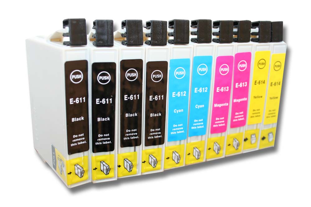 Set de 10x cartuchos de tinta para impresora Epson Stylus D68 - B/C/M/Y 182 ml