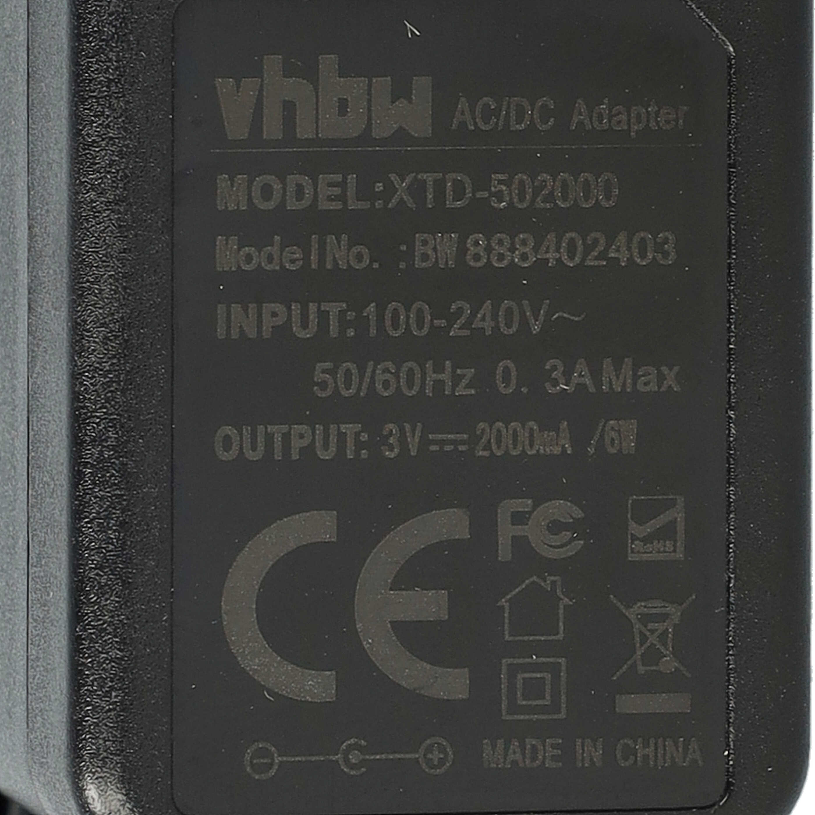 Fuente de alimentación clavija 5,5 x 2,5 mm para diversos dispositivos - 3 V, 2 A