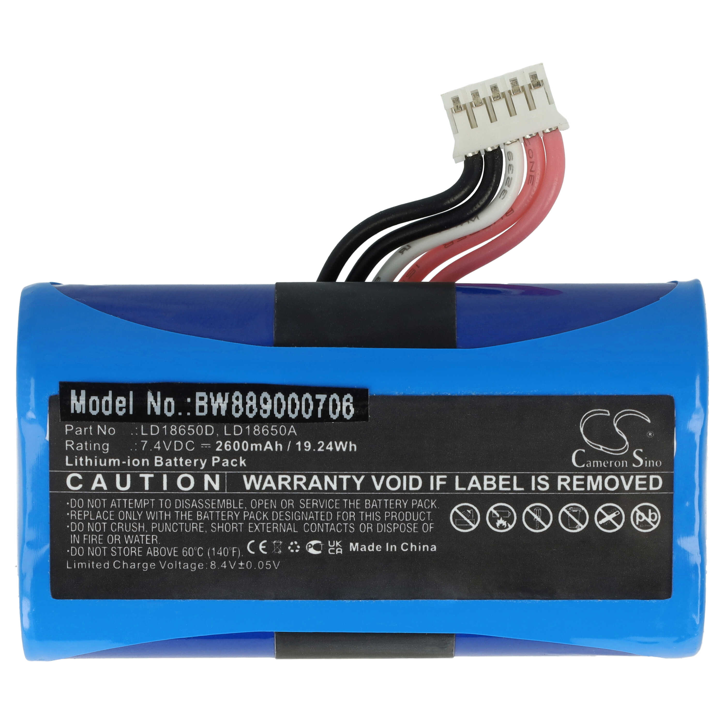 Batería reemplaza Ingenico LD18650D para escáner código de barras (2600 mAh, 7,4 V, Li-Ion)