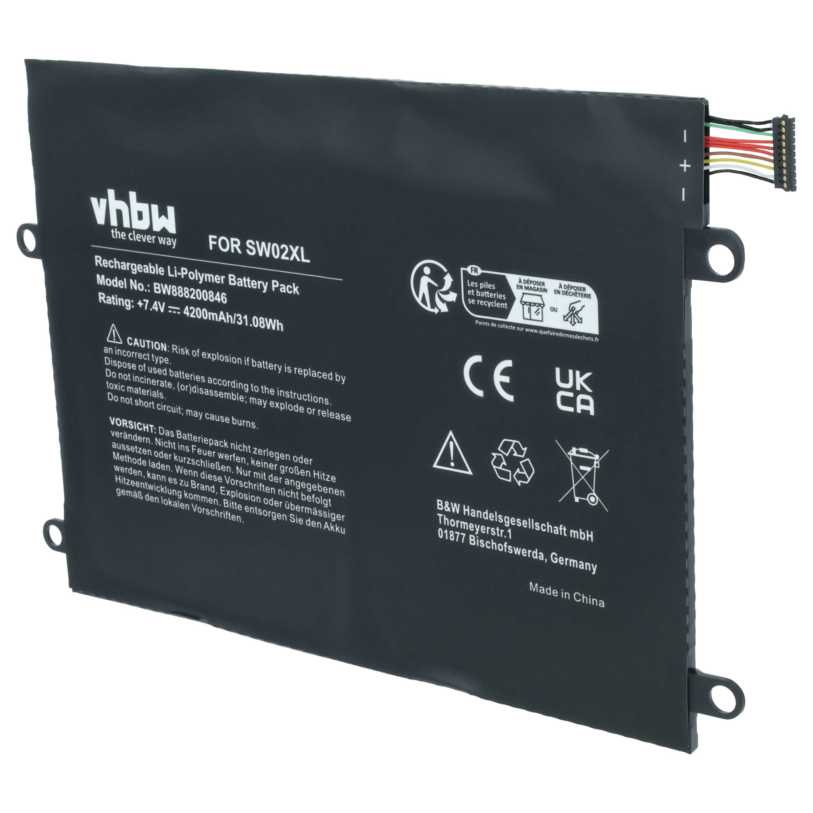 Akumulator do laptopa zamiennik HP 859517-855, 859470-1B1, SW02XL, HSTNN-IB7N - 4200 mAh 7,4 V LiPo, czarny