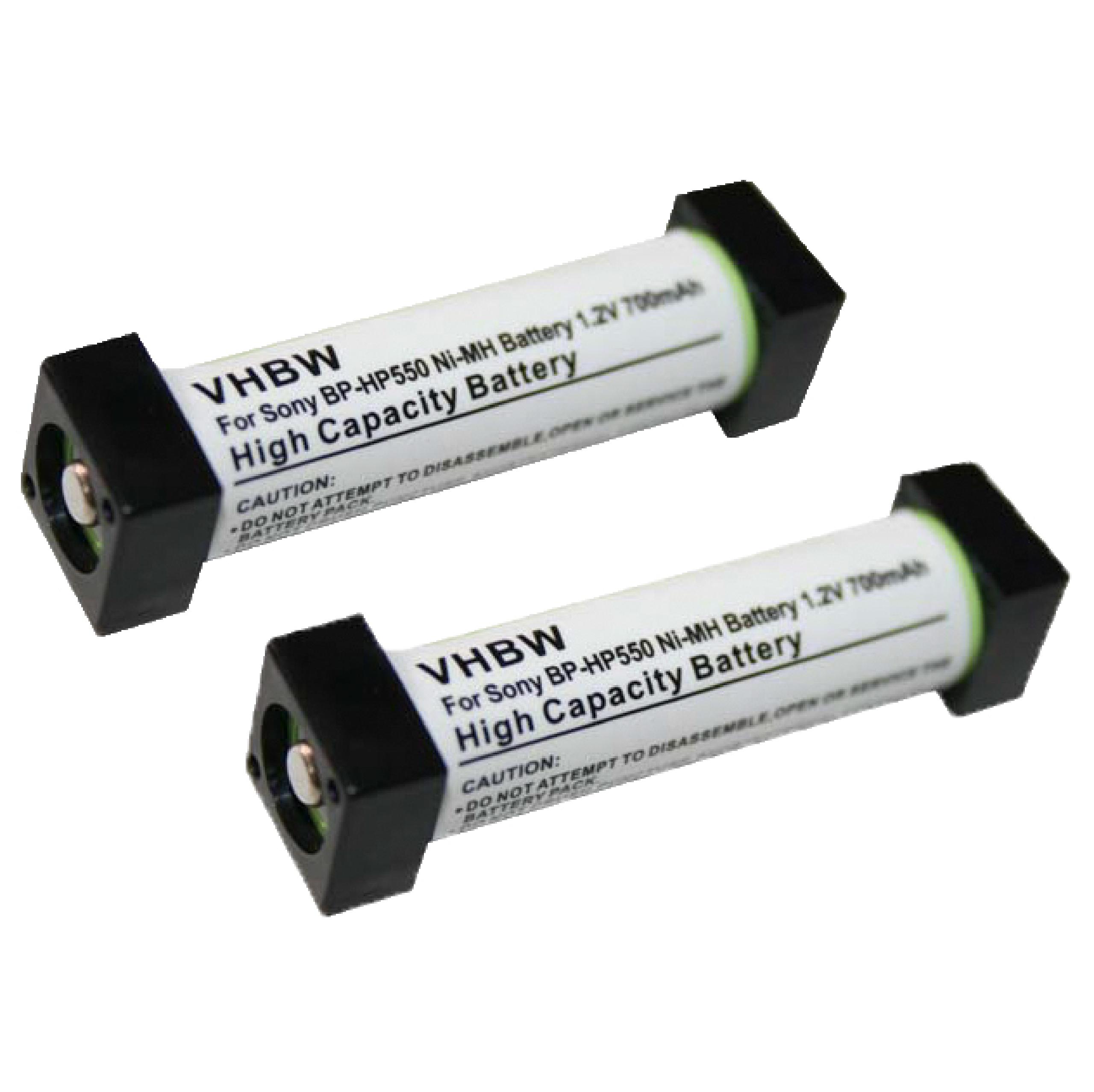 Batteries (2x pièces) remplace Sony BP-HP550, 1-756-316-22, 1-756-316-21 pour casque audio - 700mAh 1,2V NiMH