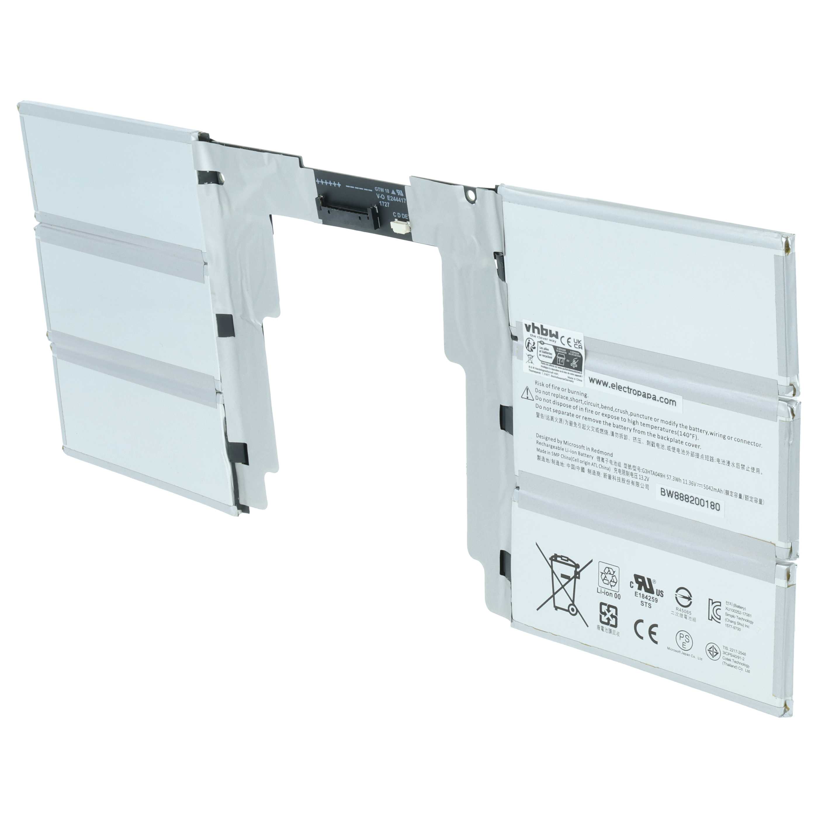 Batterie remplace Microsoft G3HTA049H pour ordinateur portable Microsoft- 5000mAh 11,36V Li-polymère