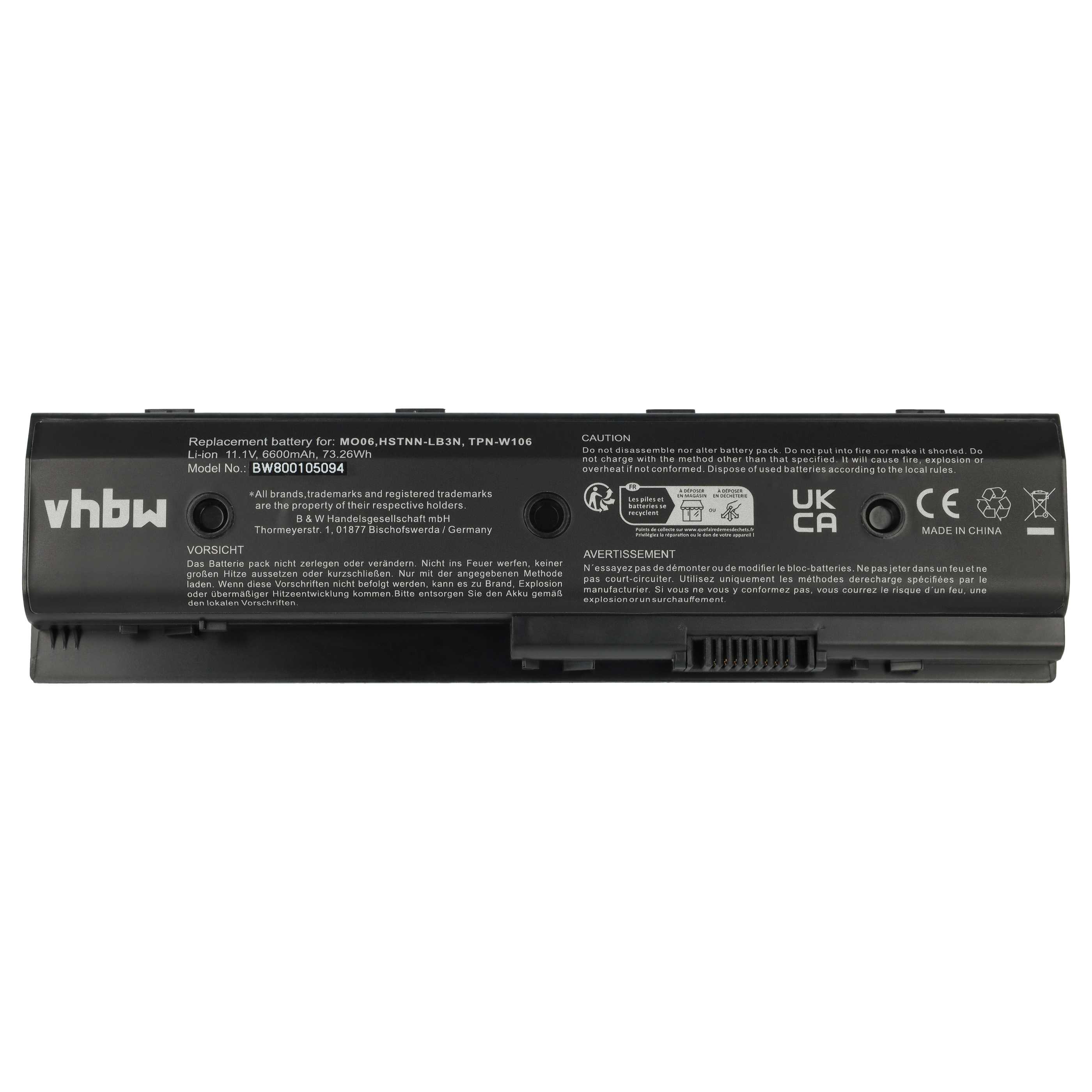 Akumulator do laptopa zamiennik HP 671567-831, 671567-421, 671731-001 - 6600 mAh 10,8 V Li-Ion, czarny